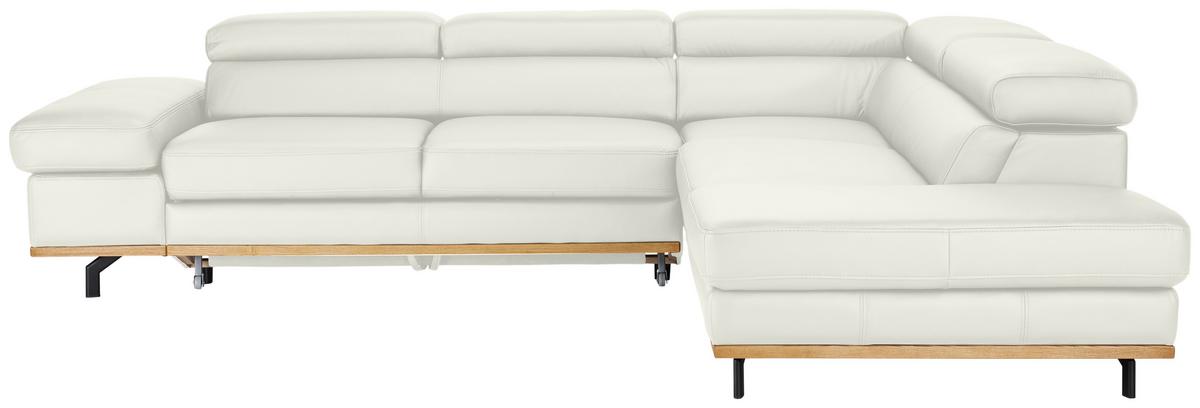 Wohnlandschaft Carmen rechts Weiß - Schwarz/Weiß, MODERN, Leder/Holz (292/72/226cm) - Premium Living