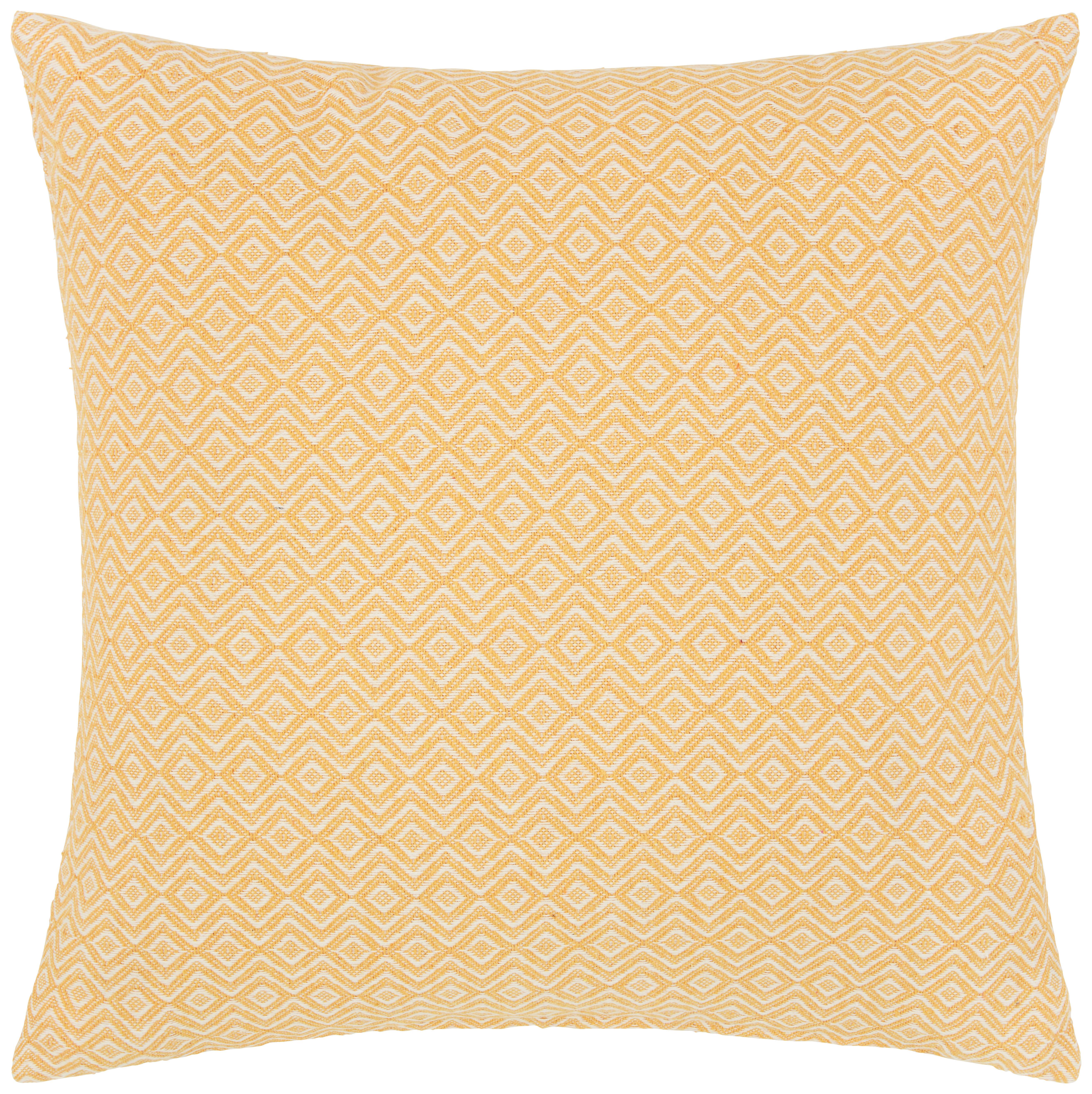 Zierkissen Dobby Raute in Gelb/Weiß ca. 45x45cm - Weiss/Gelb, Textil (45/45cm) - Premium Living