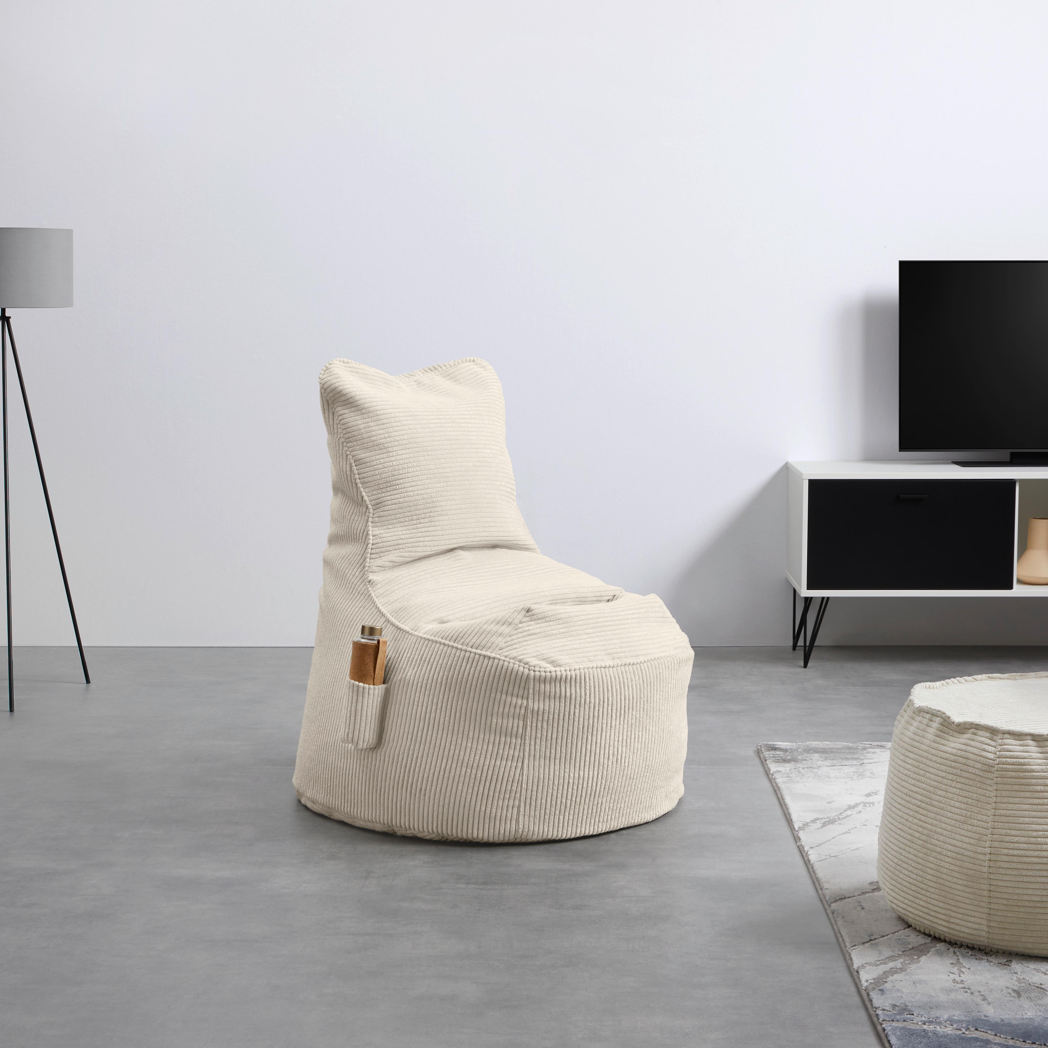 Sitzsack Cortona Cord Weiß - Weiß, MODERN, Textil (85/100/85cm) - Mömax