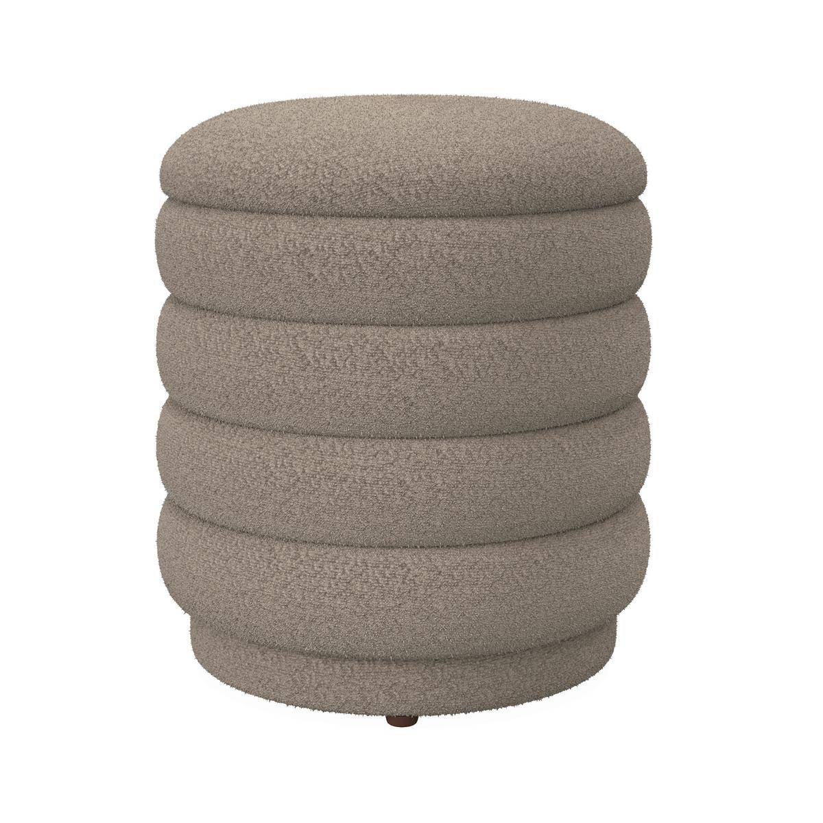 Sitzbank Nina mit Stauraum inkl. 2 Hocker Bouclé Beige - Beige/Naturfarben, MODERN, Holz/Holzwerkstoff - Bessagi Home