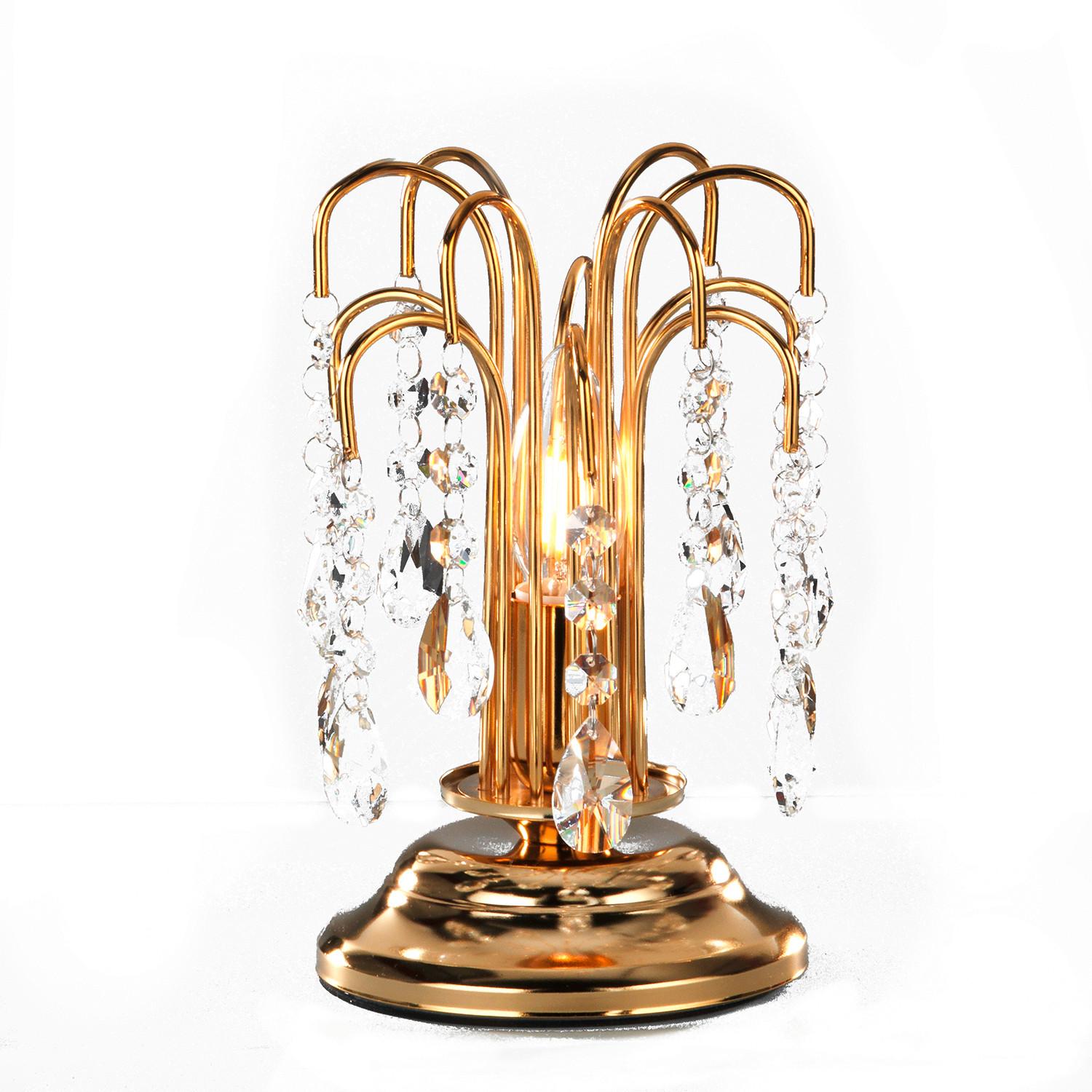 Kristall-Tischleuchte Pioggia Goldfarben max. 6 Watt - Goldfarben, KONVENTIONELL, Glas/Metall (16/23cm)