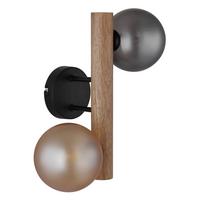 Zidna Svjetiljka Riha - narančasta/tamno smeđa, Basics, staklo/drvo (16,5/32cm) - Globo