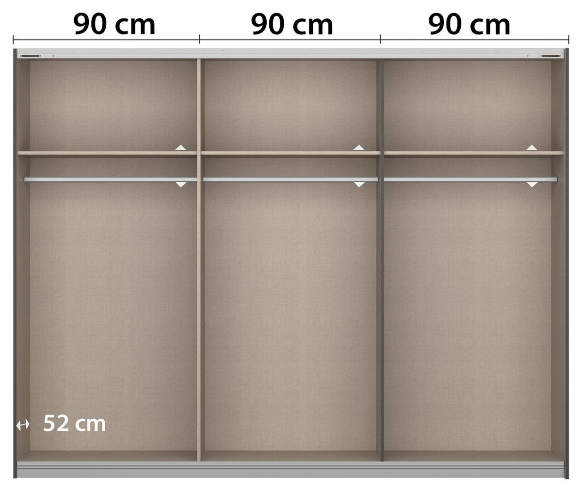 DULAP USI CULISANTE ARTEMIS - alb/antracit, Modern, sticlă/material pe bază de lemn (271/210/62cm) - Modern Living
