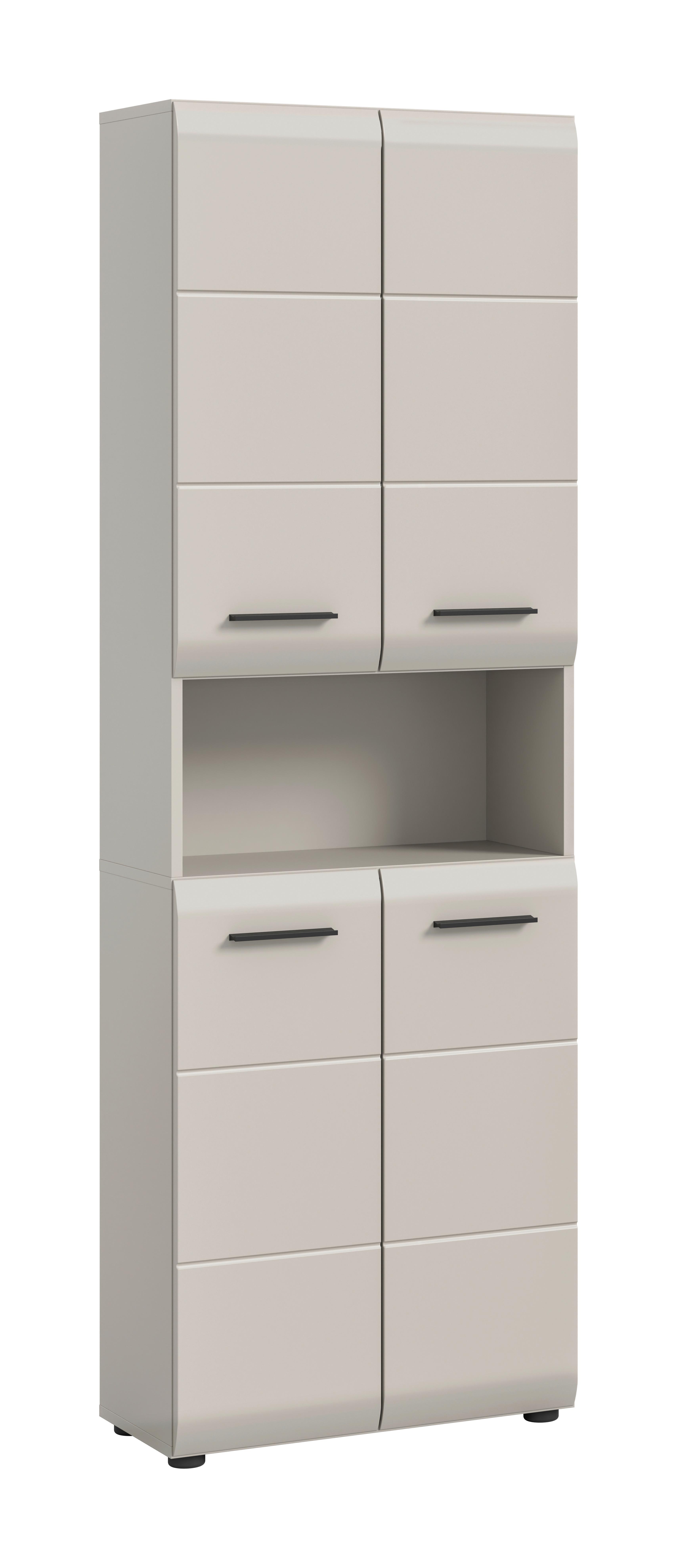 Hochschrank Ice Kaschmir - Kaschmir/Schwarz, Trend, Holzwerkstoff/Kunststoff (60/185/30cm) - MID.YOU