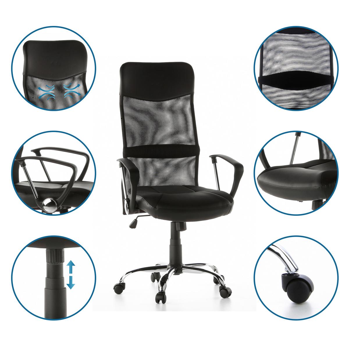 Pisarniški Stol Stryka Netz, Črna - srebrne barve/črna, Basics, kovina/umetna masa (60/122/52cm) - MID.YOU