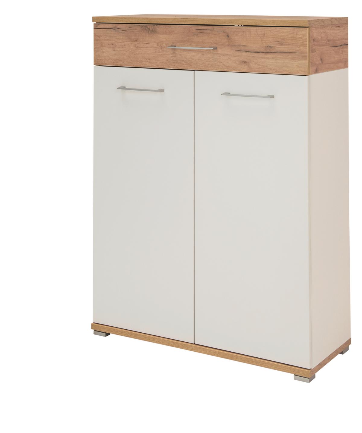 Schuhschrank in Weiß/Eichefarben - Eichefarben/Weiß, MODERN, Holzwerkstoff (89/118/37cm) - Mömax