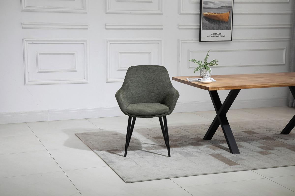 Set Naslanjačev Lena, Zelena, 2-Delni - črna/zelena, Moderno, kovina/tekstil (64/86/59cm) - Livetastic