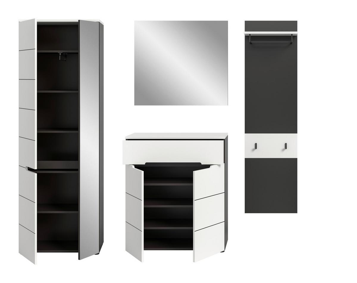 Predsoba Canu, Bela, Siva, 4-Delna - bela, Design, leseni material (220/190/37cm) - Livetastic