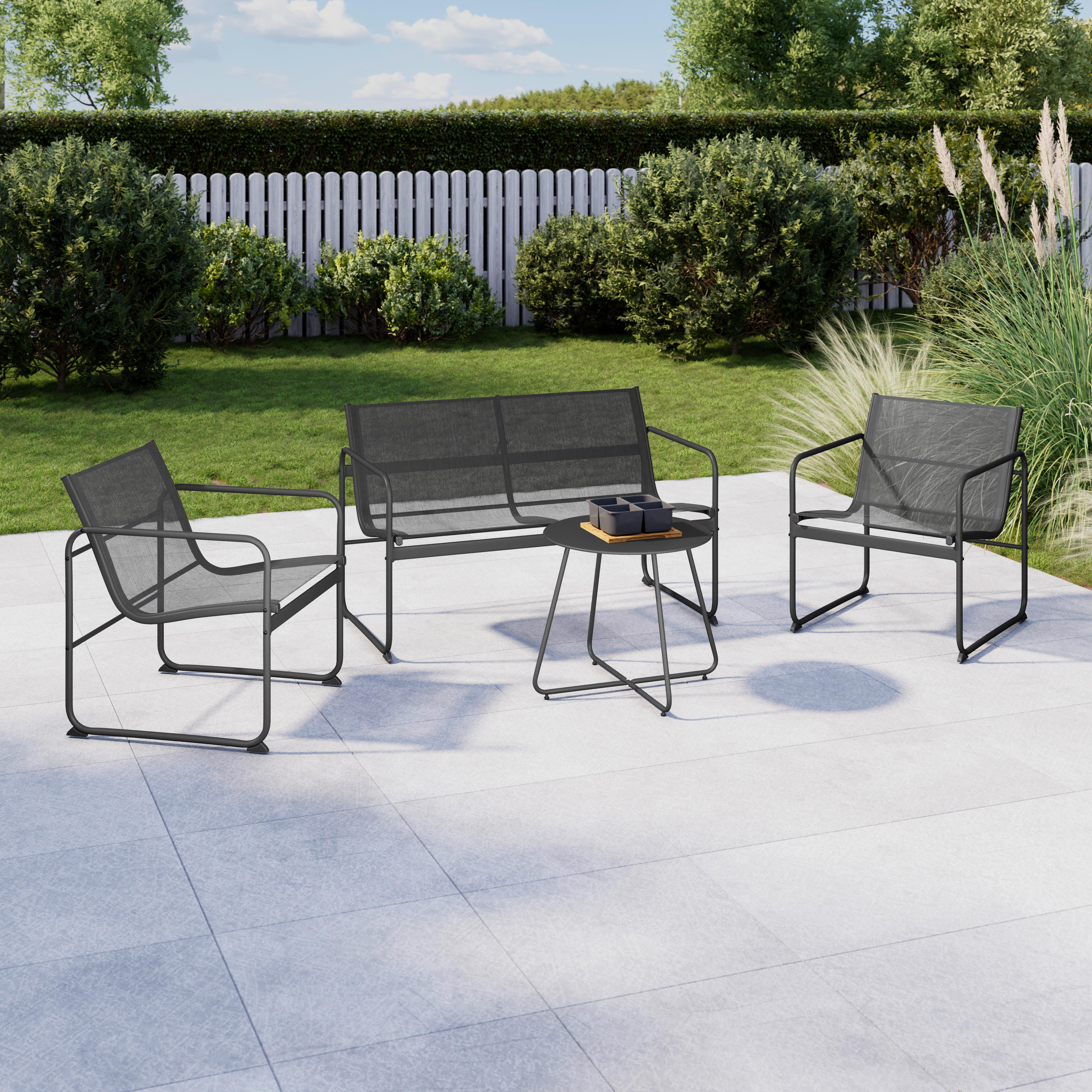 Gartenset Koni Anthrazit, 4-teilig - Anthrazit/Schwarz, MODERN, Textil/Metall - Mömax