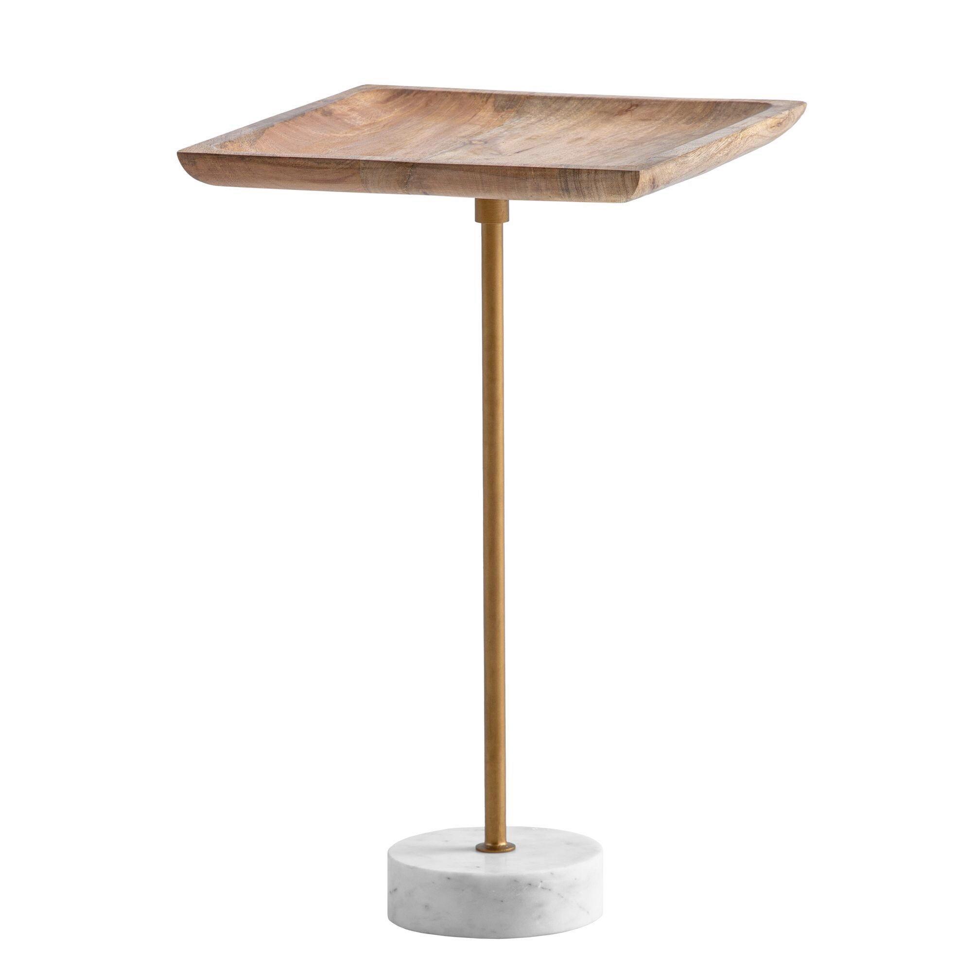 BEISTELLTISCH WL7.218 - Weiss/Eichefarben, Design, Holz/Stein (35/35/55cm) - Livetastic