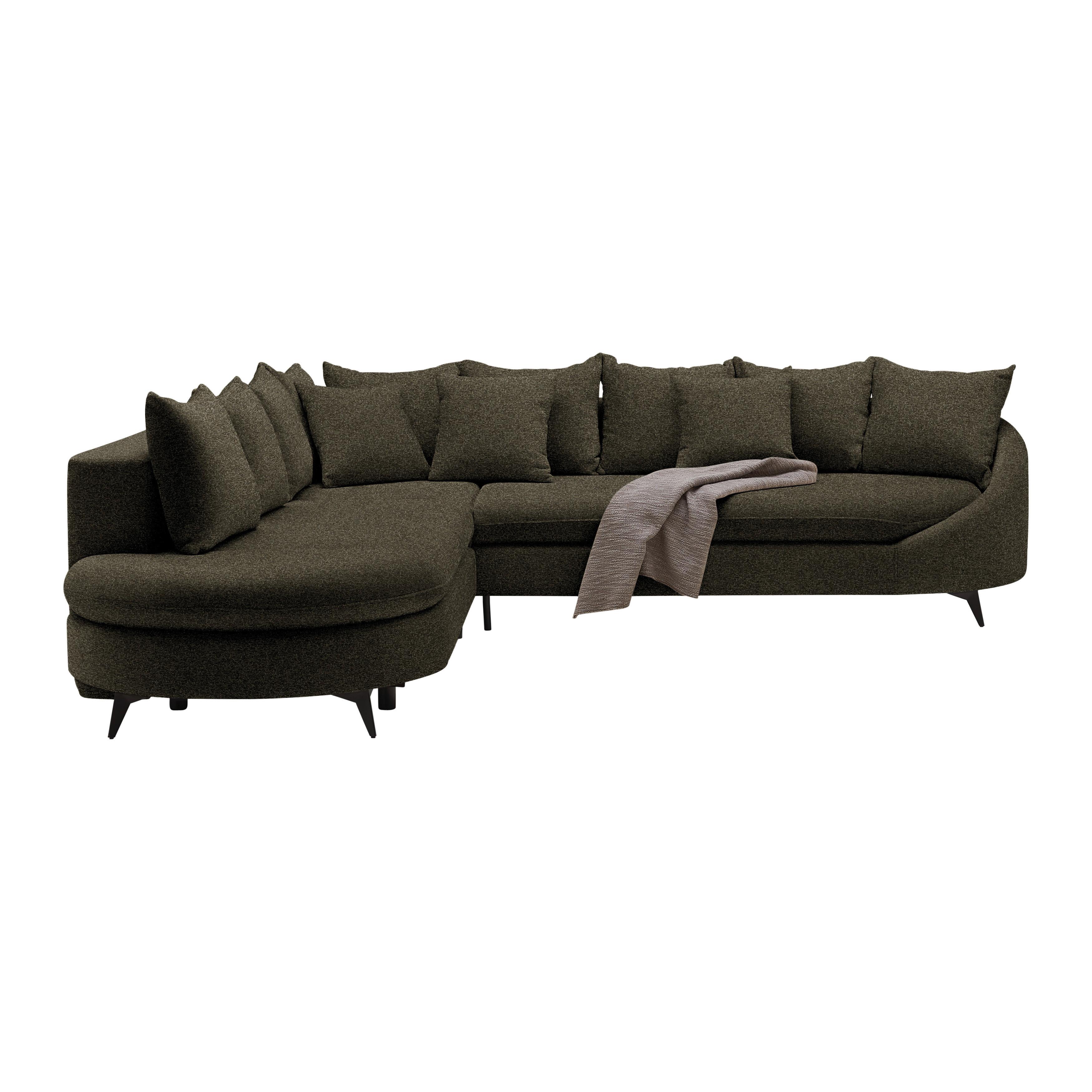 Ecksofa Axel Dunkelgrün - Dunkelgrün/Schwarz, MODERN, Textil/Metall (291/250cm) - Mömax