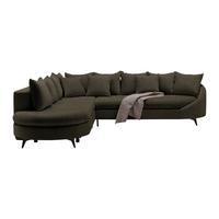 Ecksofa Dunkelgrün - Dunkelgrün/Schwarz, Modern, Textil/Metall (291/250cm) - Mömax