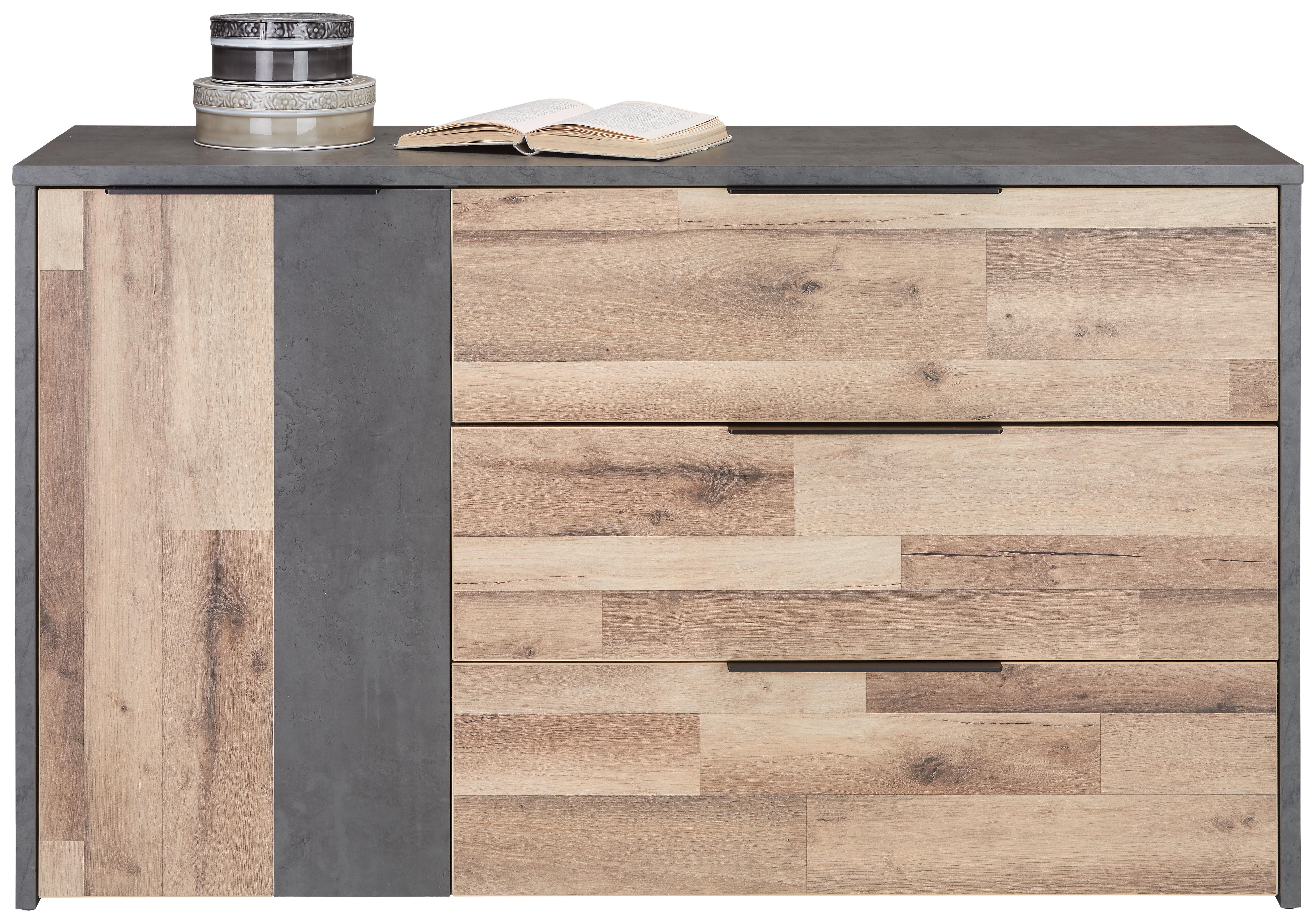Kommode in Eichefarben - Eichefarben/Dunkelgrau, KONVENTIONELL, Holzwerkstoff/Kunststoff (139,5/82,4/41,5cm) - Modern Living