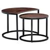 Set Klubskih Mizic Wohnling - črna/temno rjava, Moderno, kovina/les (41/60/41cm) - MID.YOU