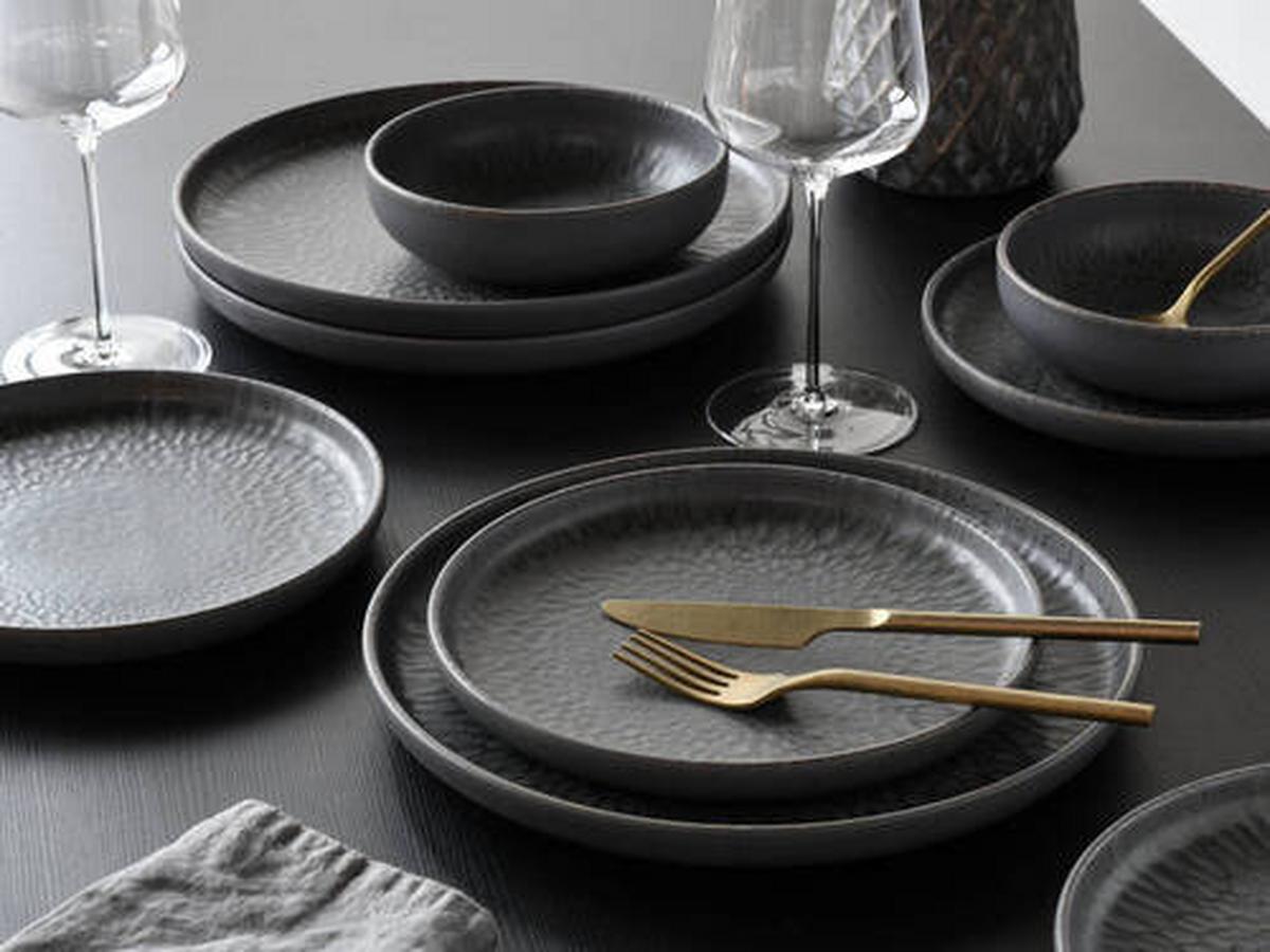 Jedilni Servis Uno Volcano Dark, 12-Delni - antracit, Trend, keramika - Creatable