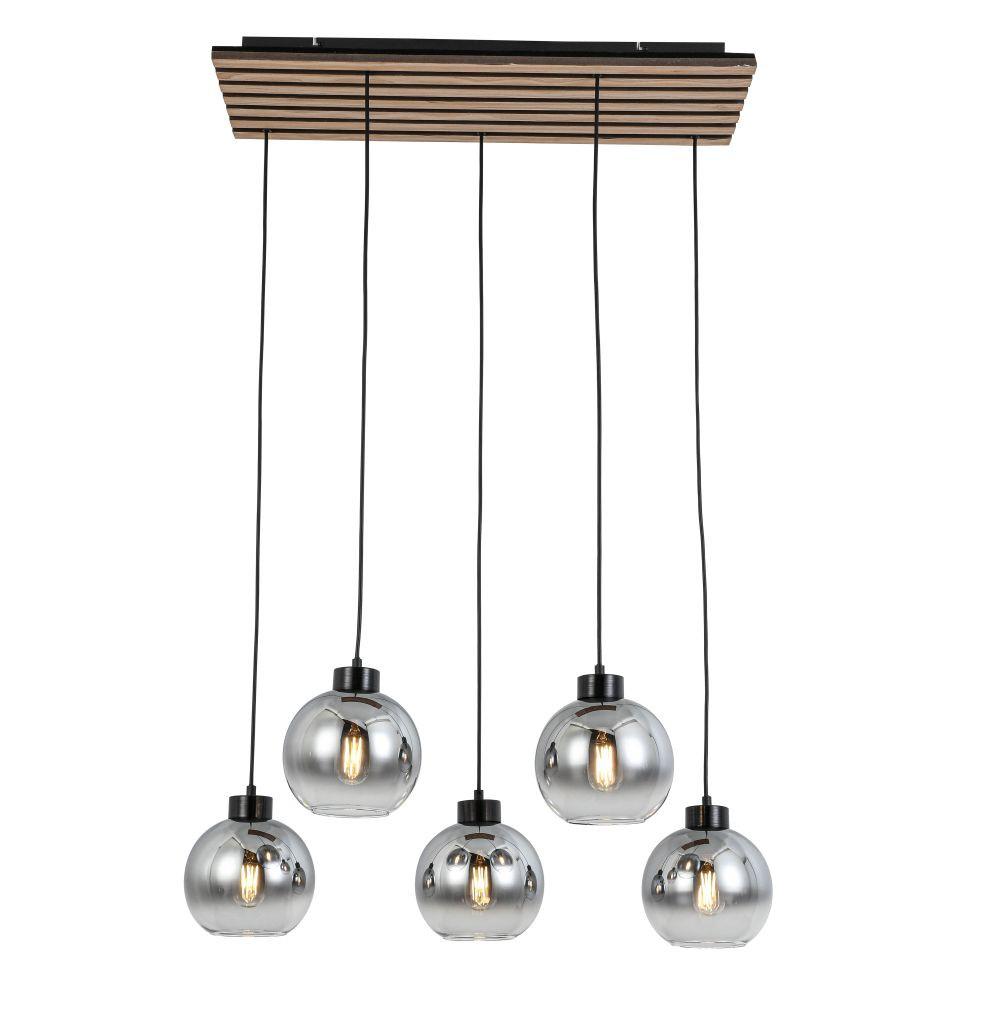 LAMPA WISZĄCA FONTANA - kolor dębowy/czarny, Natur, materiał drewnopochodny/tworzywo sztuczne (82/34/120cm) - Novel