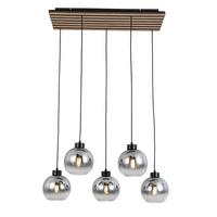 LAMPA WISZĄCA FONTANA - kolor dębowy/czarny, Natur, materiał drewnopochodny/tworzywo sztuczne (82/34/120cm) - Novel