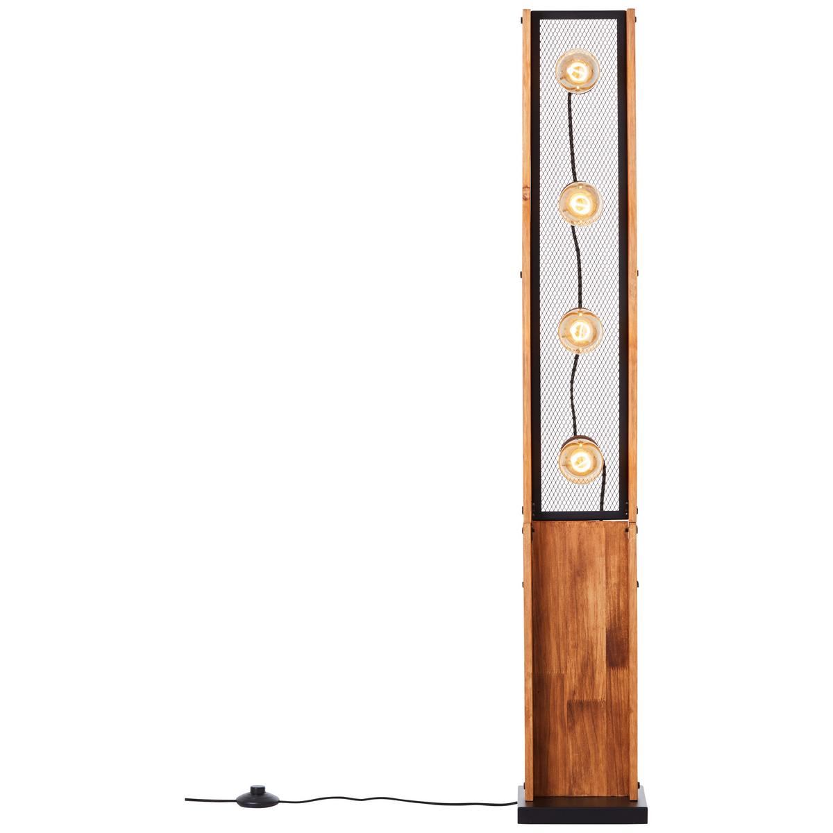 Stehleuchte Calandra max. 42 Watt - Schwarz/Braun, Natur, Holz/Metall (20/125,5/20cm) - Brilliant