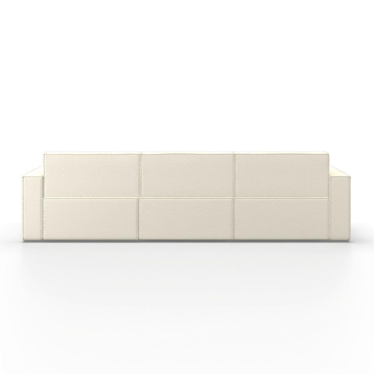Wohnlandschaft Milo Bouclé Weiß - Schwarz/Naturfarben, MODERN, Holz/Holzwerkstoff (310/83/148cm) - Bessagi Home