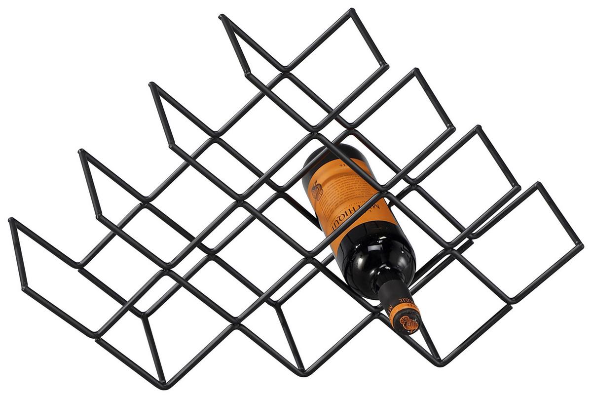Etajeră pentru sticle de vin FLORENZ - negru, Modern, metal (57/36/14cm) - Modern Living