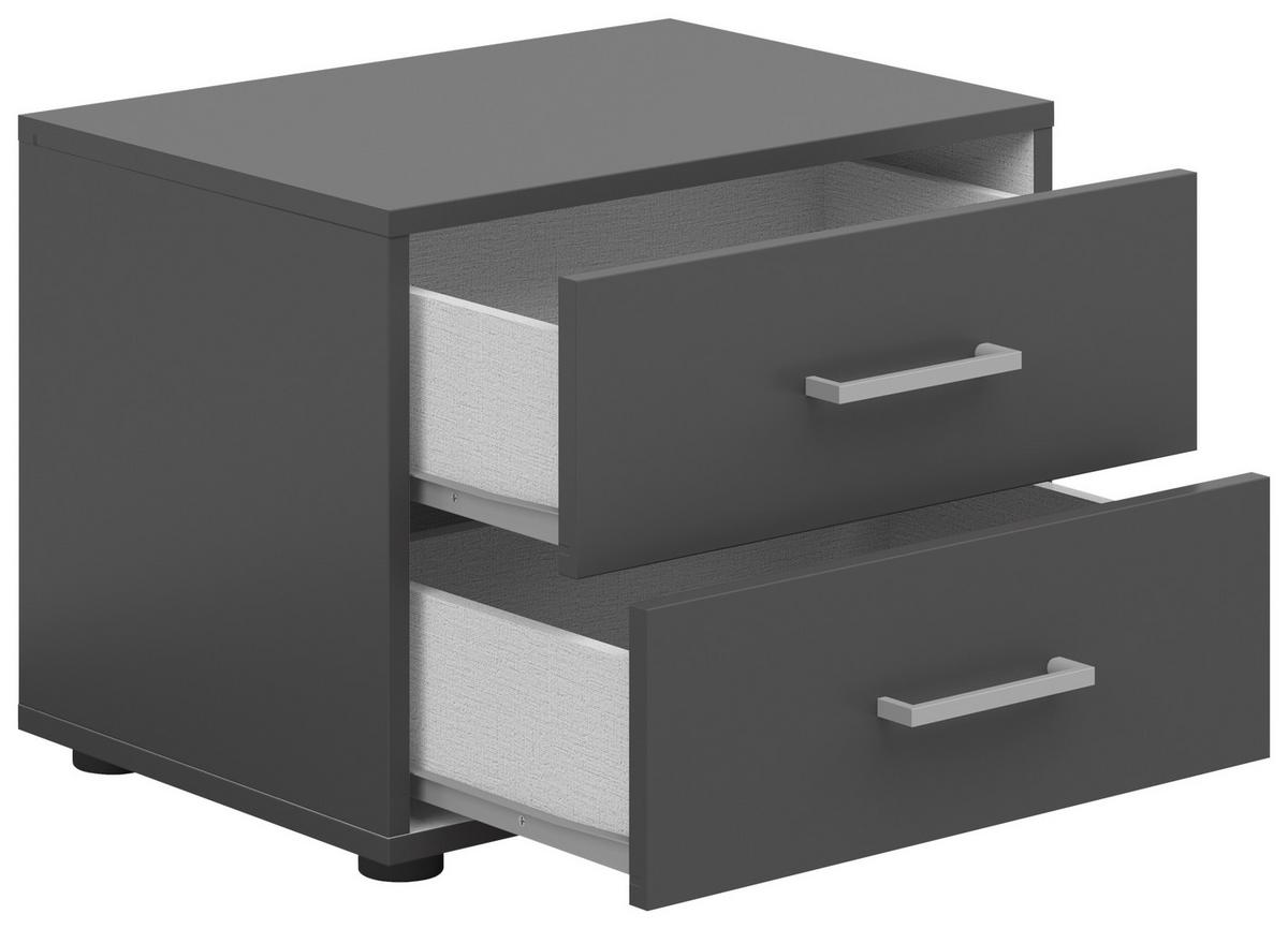 Noćni Ormarić Smart 2 - sivo-bijela/srebrne boje, Basics, drvni materijal/plastika (50/38/35cm) - Modern Living