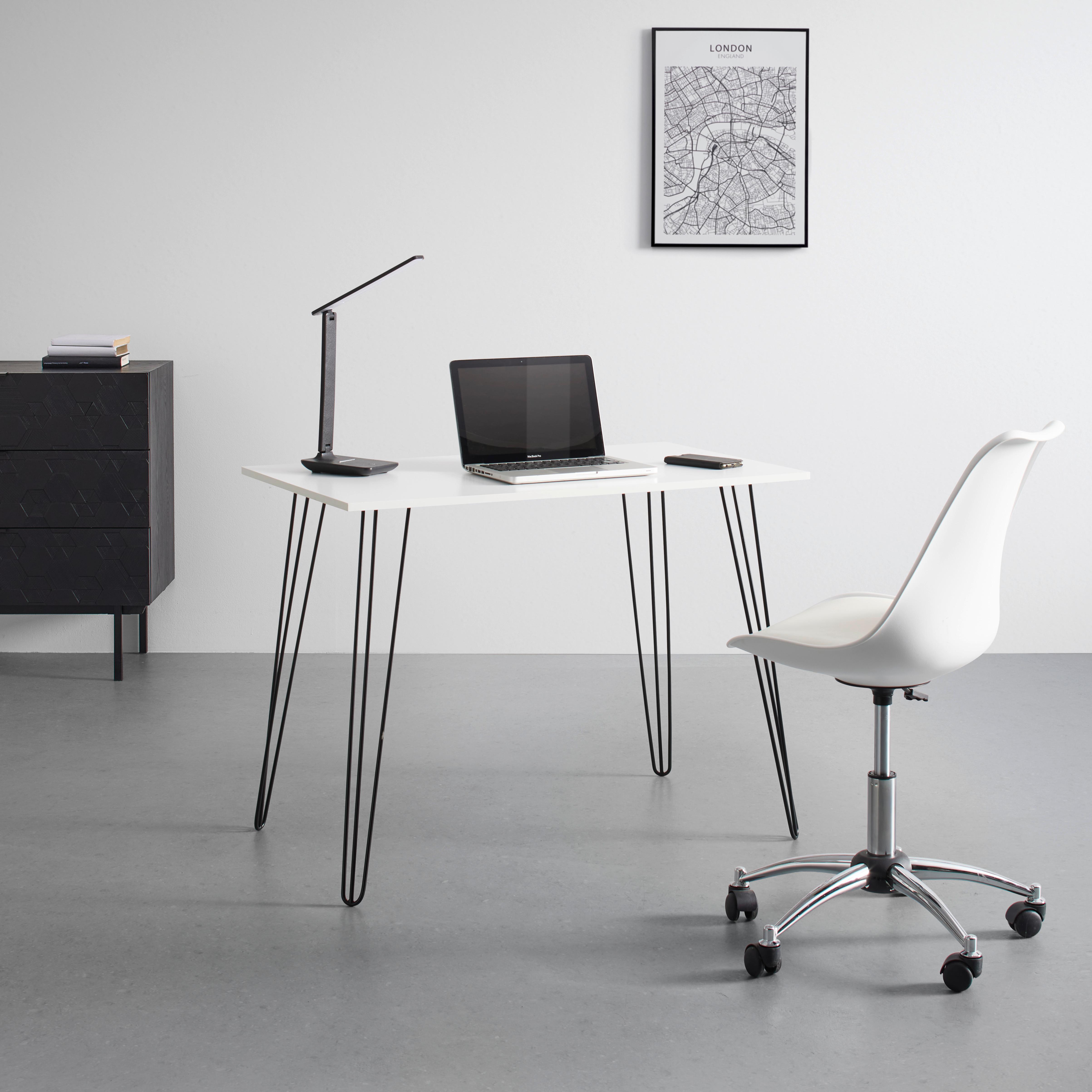 Schreibtisch Marc Weiß/Schwarz MDF ca. 98x60 cm - Schwarz/Weiß, MODERN, Holz/Metall (98/60/75cm) - Bessagi Home