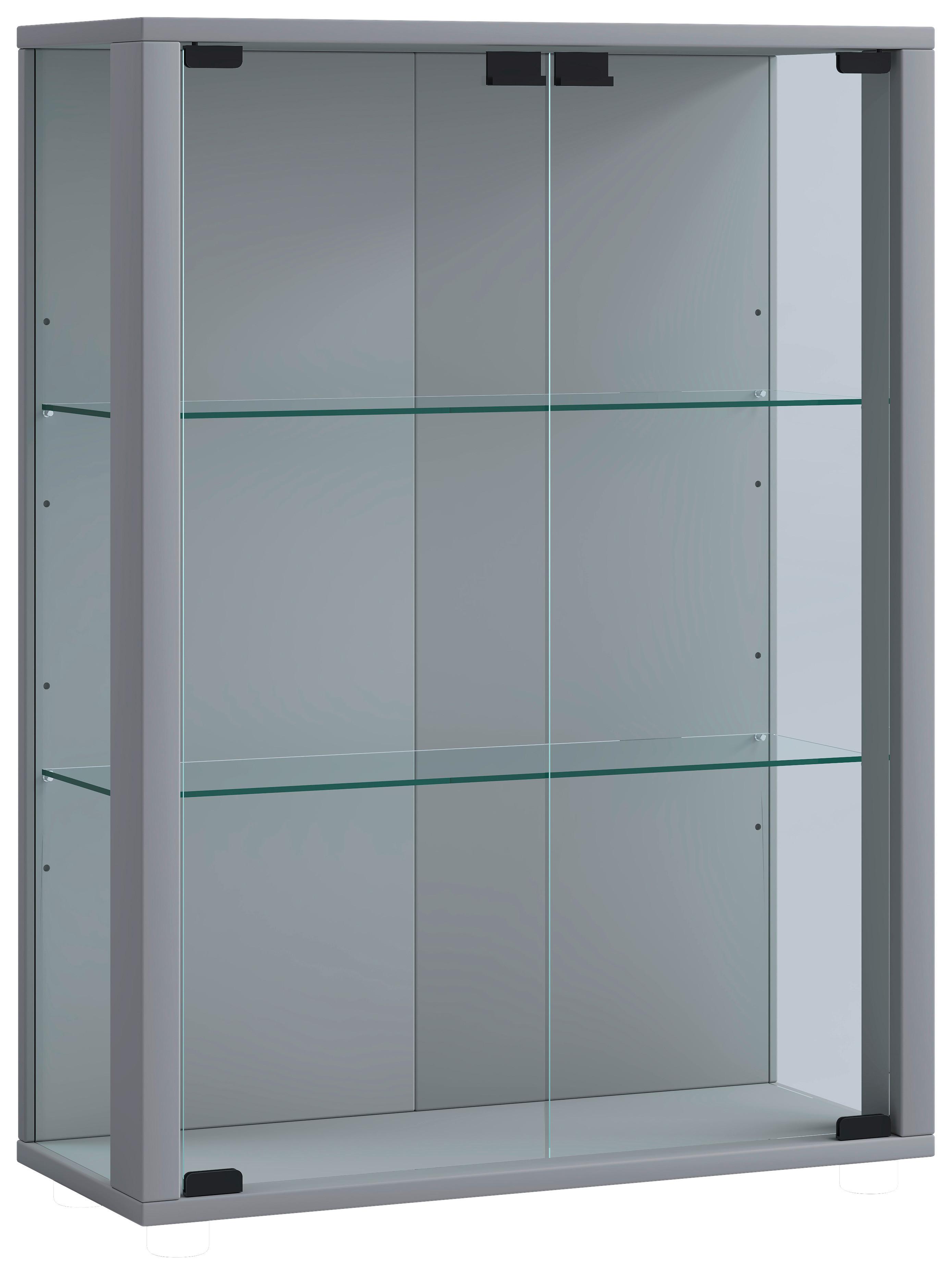 Viseča Vitrina Udina, Srebrna, Led - srebrne barve/črna, Konvencionalno, umetna masa/steklo (60/80/25cm) - MID.YOU