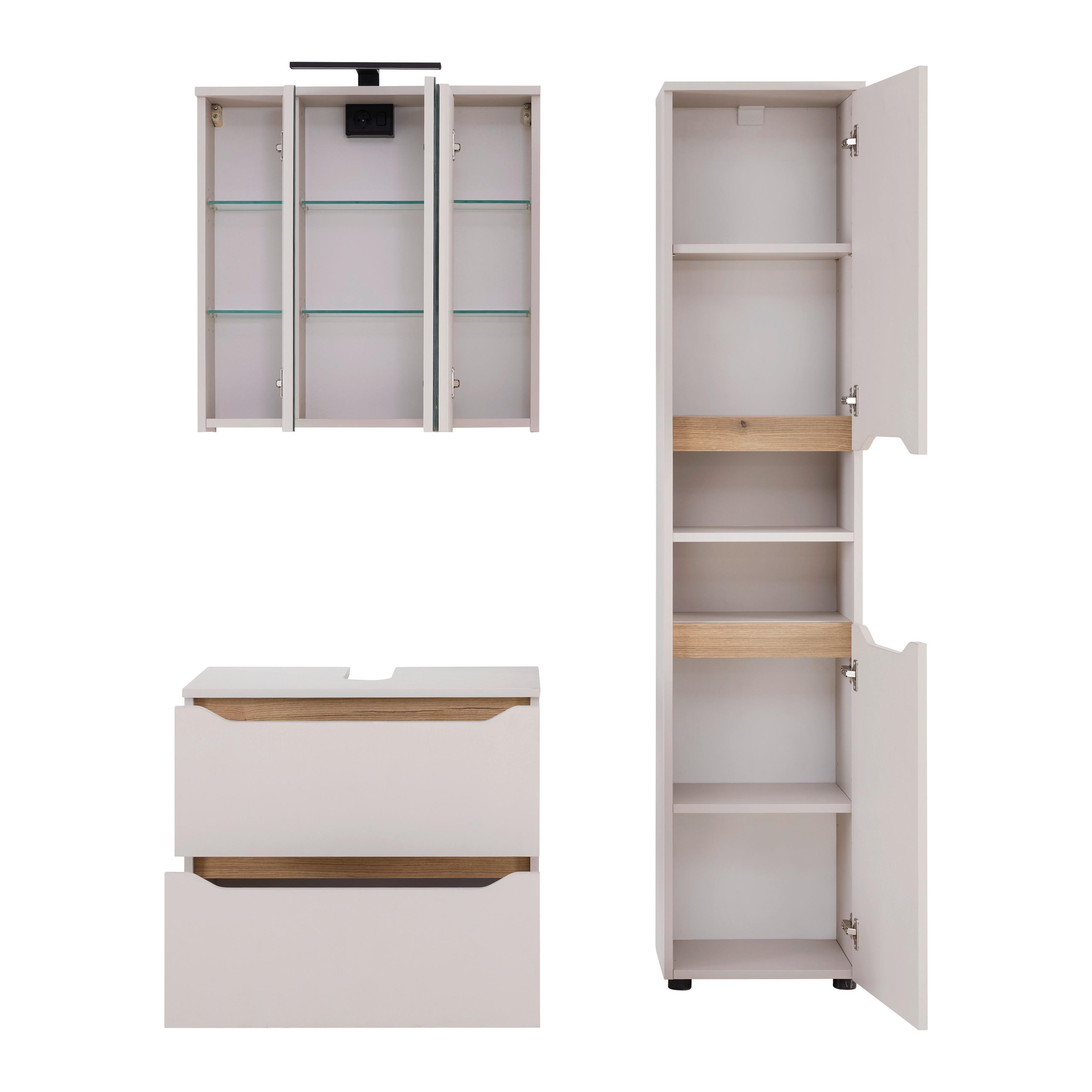 SPEGELSKÅP MALLORCA -EXKLUSIV- - svart/ekfärgad, Modern, metall/trämaterial (70/70/20cm) - Based