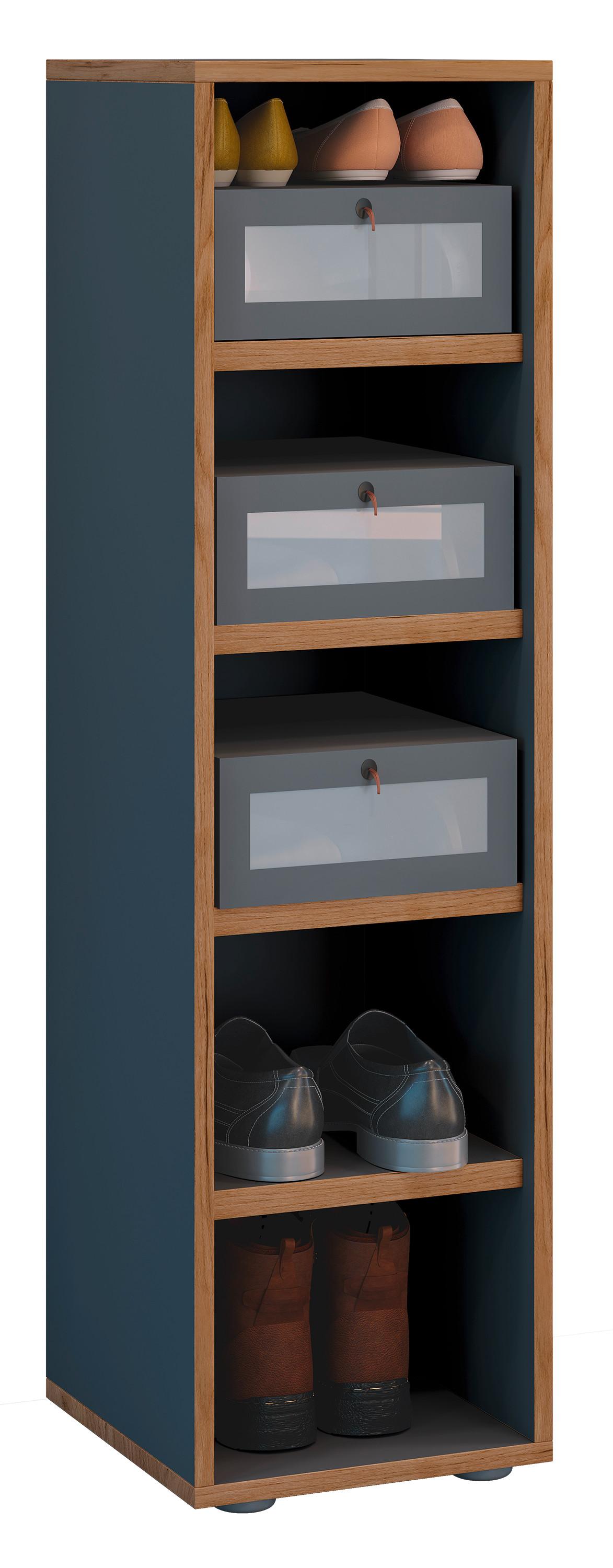 SCHUHREGAL SALIA - Honigeiche/Anthrazit, Design, Holzwerkstoff/Kunststoff (30/110/33cm) - MID.YOU