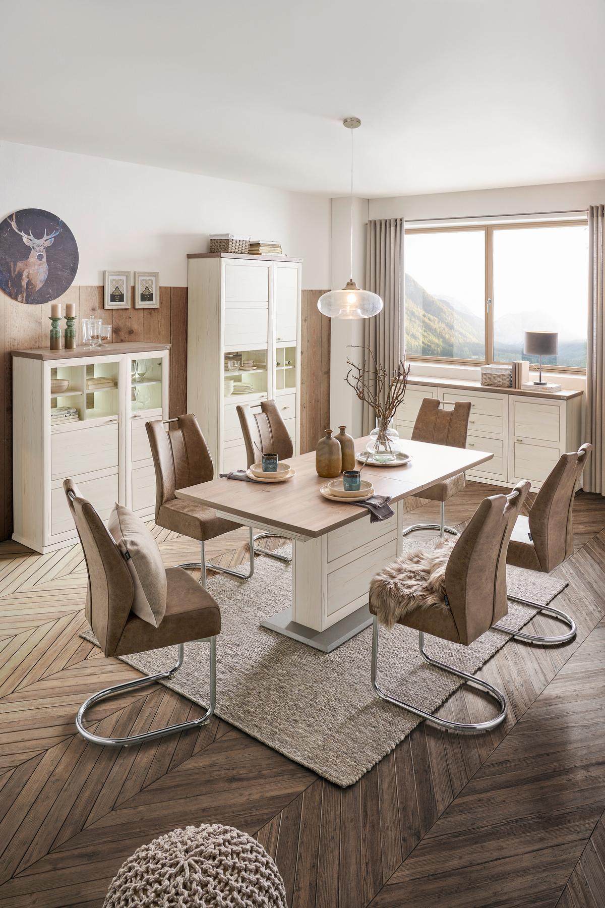 STÓŁ DO JADALNI CAMRON   -HOM IN- - biały/szary, Lifestyle, materiał drewnopochodny (160-200/90/76,2cm) - Hom`in