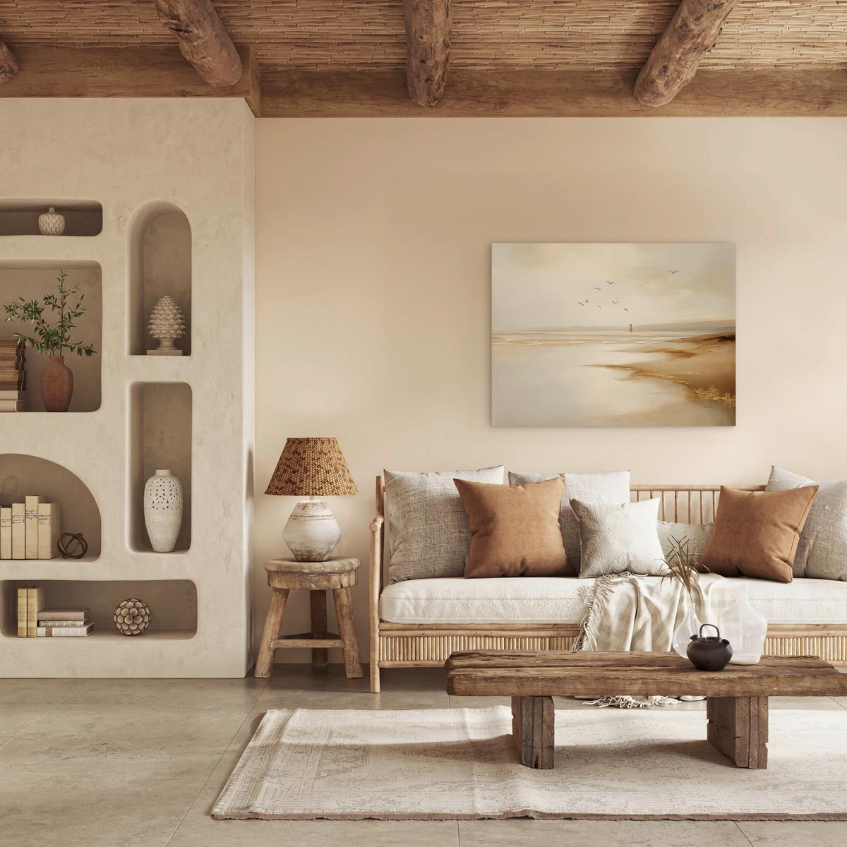 Leinwandbild CA Beige - Beige, Basics, Holz/Textil (70/100cm)