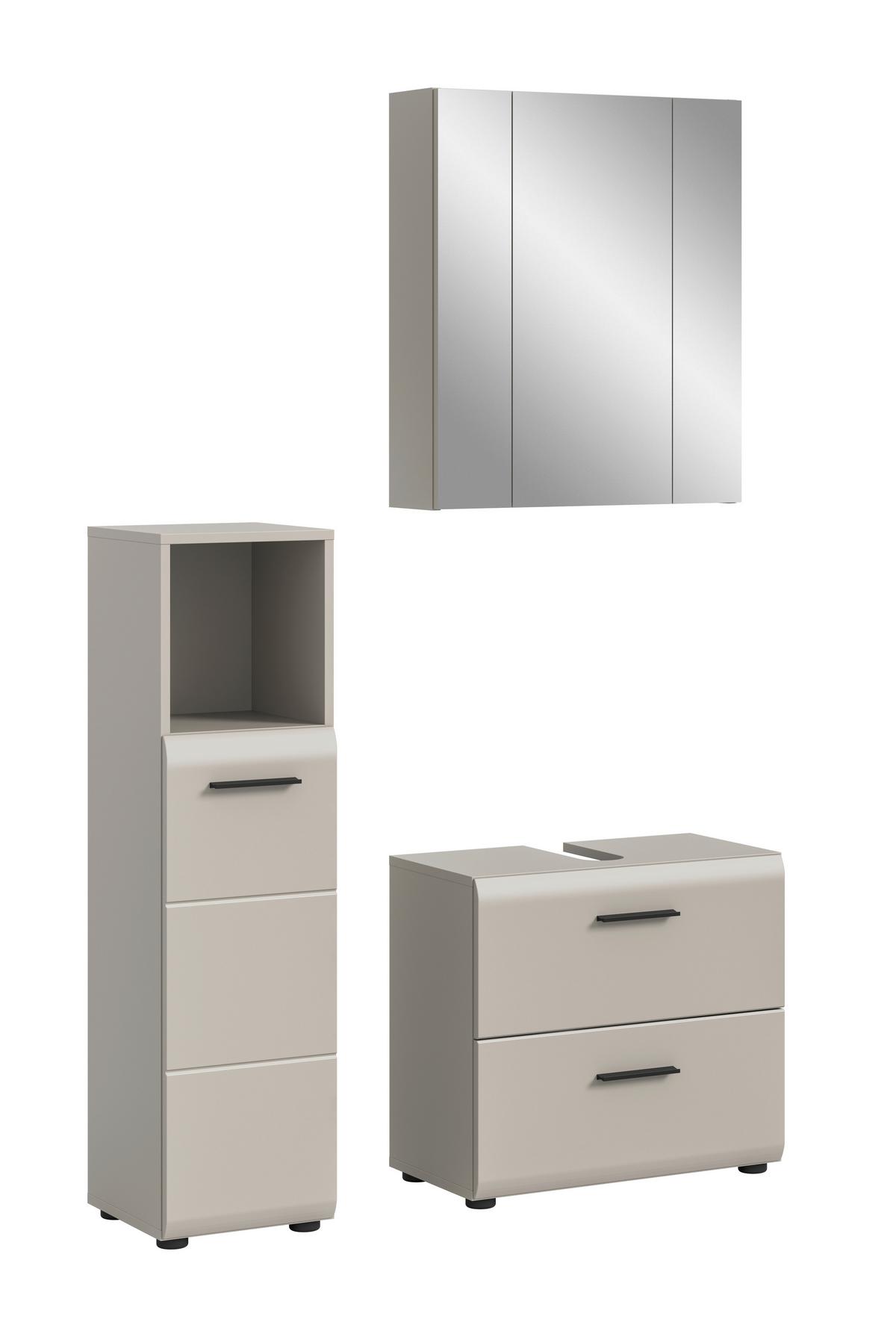 Badezimmer Ice Kaschmir 3-teilig - Kaschmir/Schwarz, Trend, Glas/Holzwerkstoff (90cm) - MID.YOU