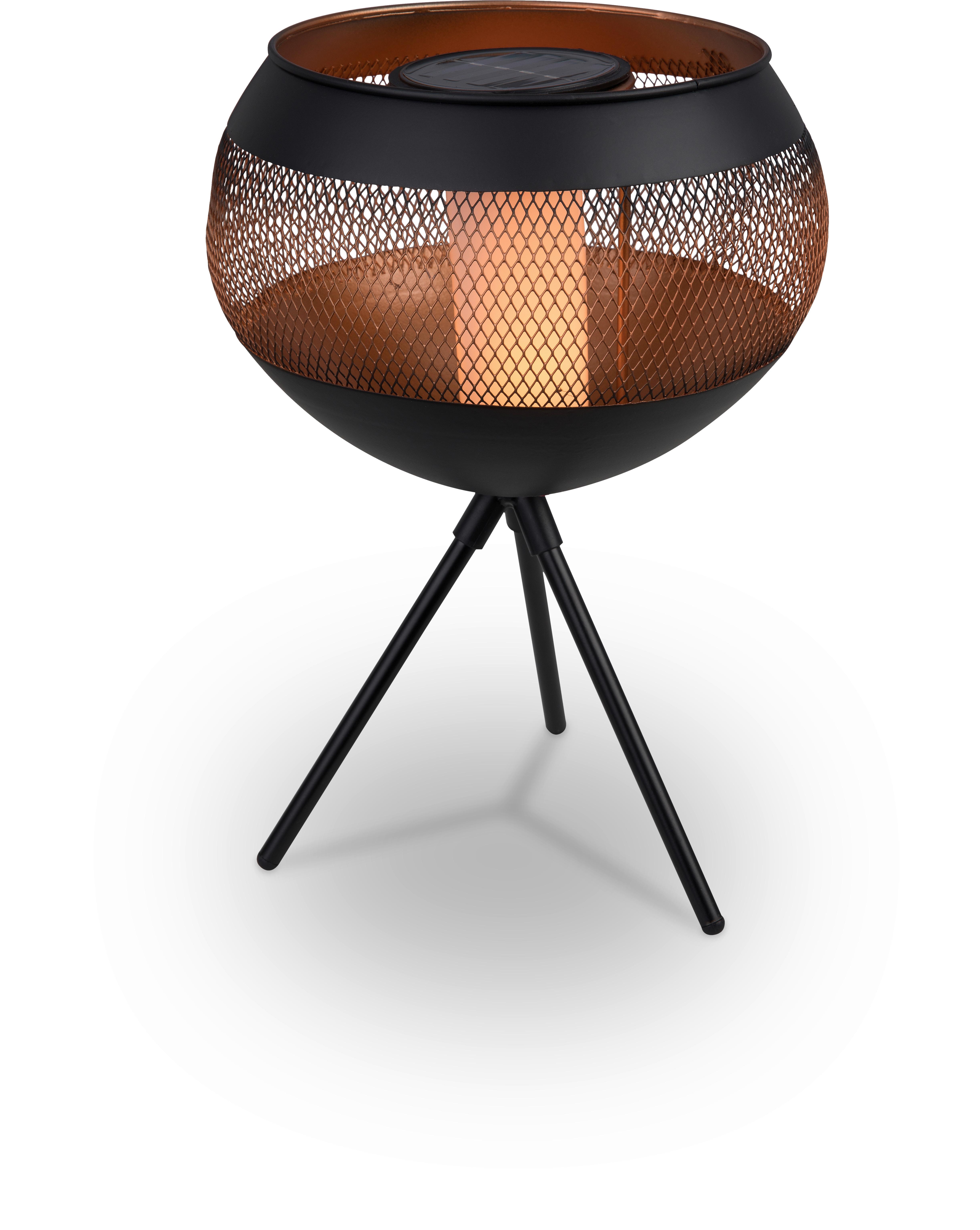 Solarleuchte Christiano aus Eisen in Schwarz/Kupferfarben - Schwarz/Kupferfarben, Modern, Kunststoff/Metall (22/34cm) - Modern Living