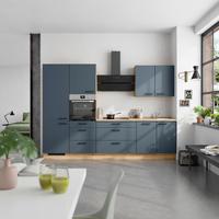 Küchenblock Easytouch High m. Geräten Dunkelblau - Eichefarben/Schwarz, MODERN, Holzwerkstoff/Metall (300cm) - Nobilia