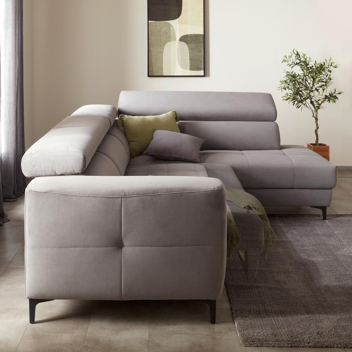 Kutna Garnitura Emma - siva/crna, Moderno, tekstil (301/47/210cm) - Modern Living