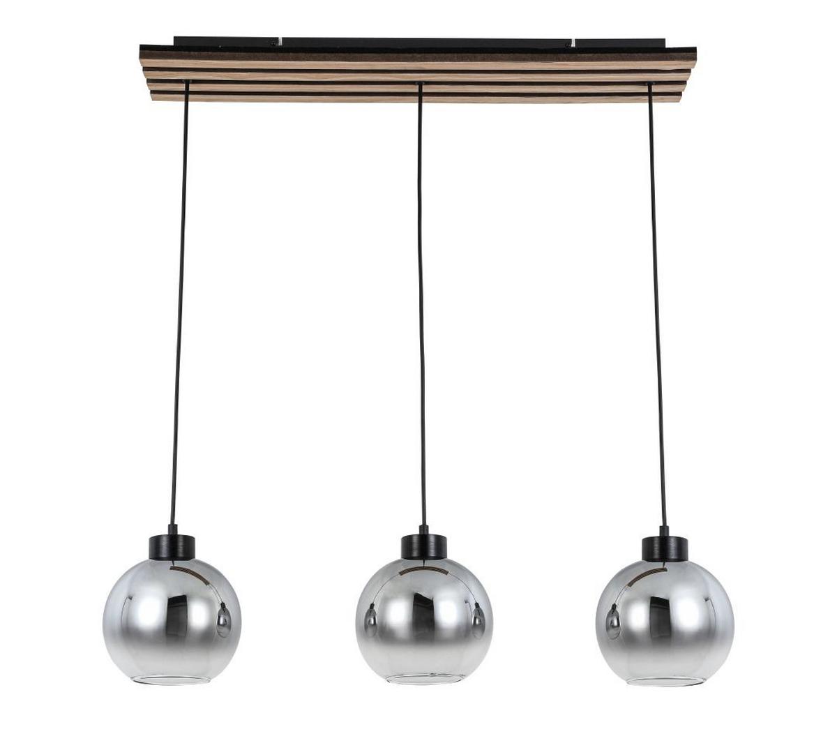 LAMPA WISZĄCA FLORIDA *SBN* - kolor dębowy/czarny, Basics, materiał drewnopochodny/tworzywo sztuczne (76/18/120cm) - Novel