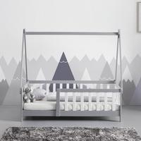 Kinderbett Massivholz, grau/weiß "Adelia" - Naturfarben/Weiß, MODERN, Holz (140/70cm) - Bessagi Kids