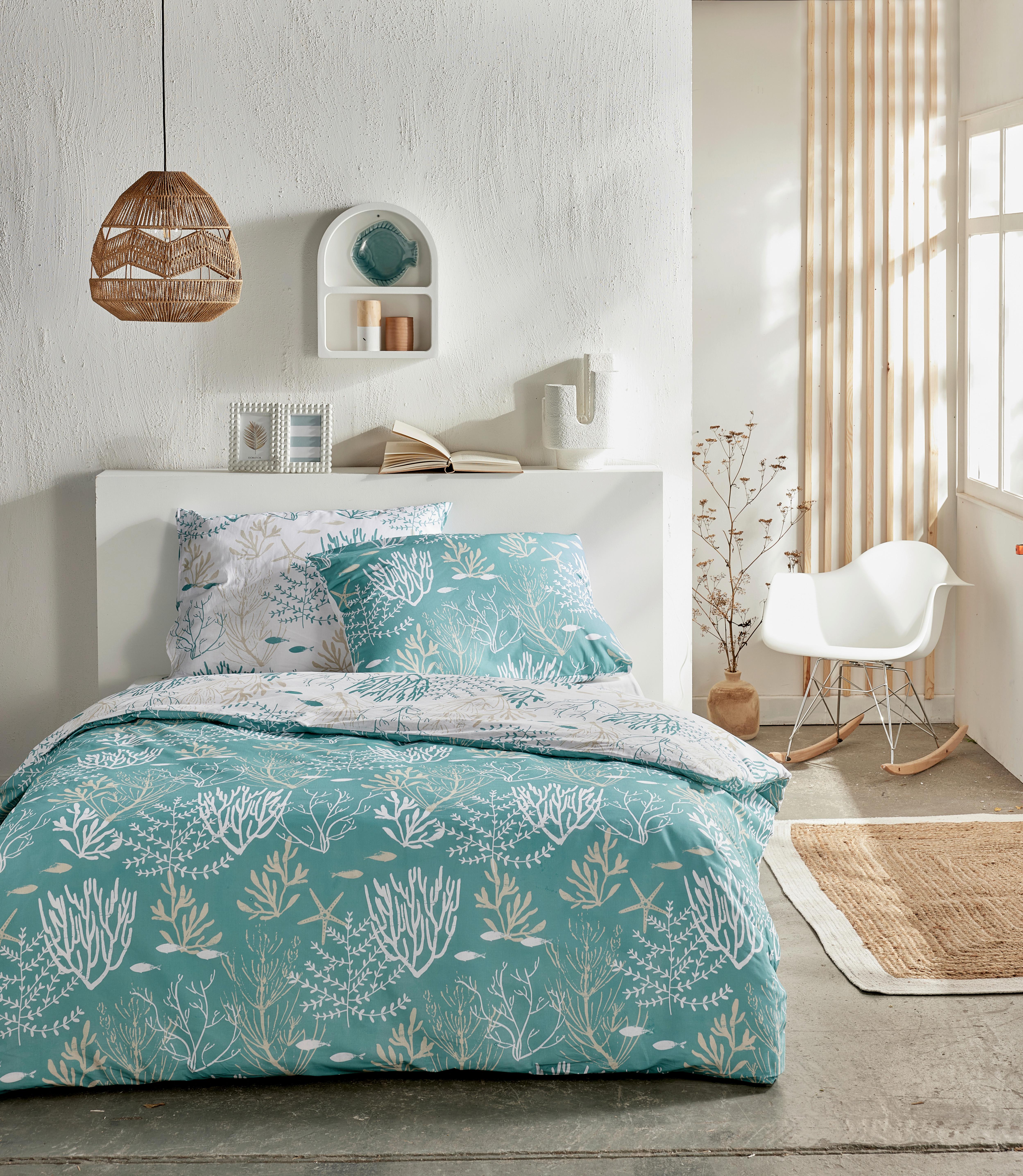 Ágyneműhuzat-garnitúra 3 Részes Leaves - mentazöld, Modern, textil (140/200cm)