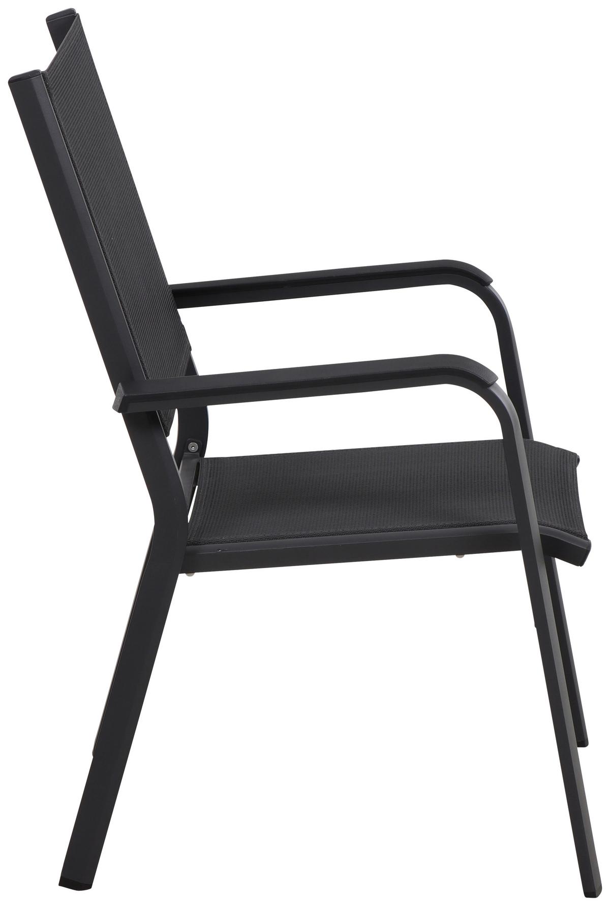 Gartensessel stapelbar Tesoro Aluminium/Textil - Anthrazit/Schwarz, KONVENTIONELL, Kunststoff/Textil (63/97/67cm) - Siena Garden