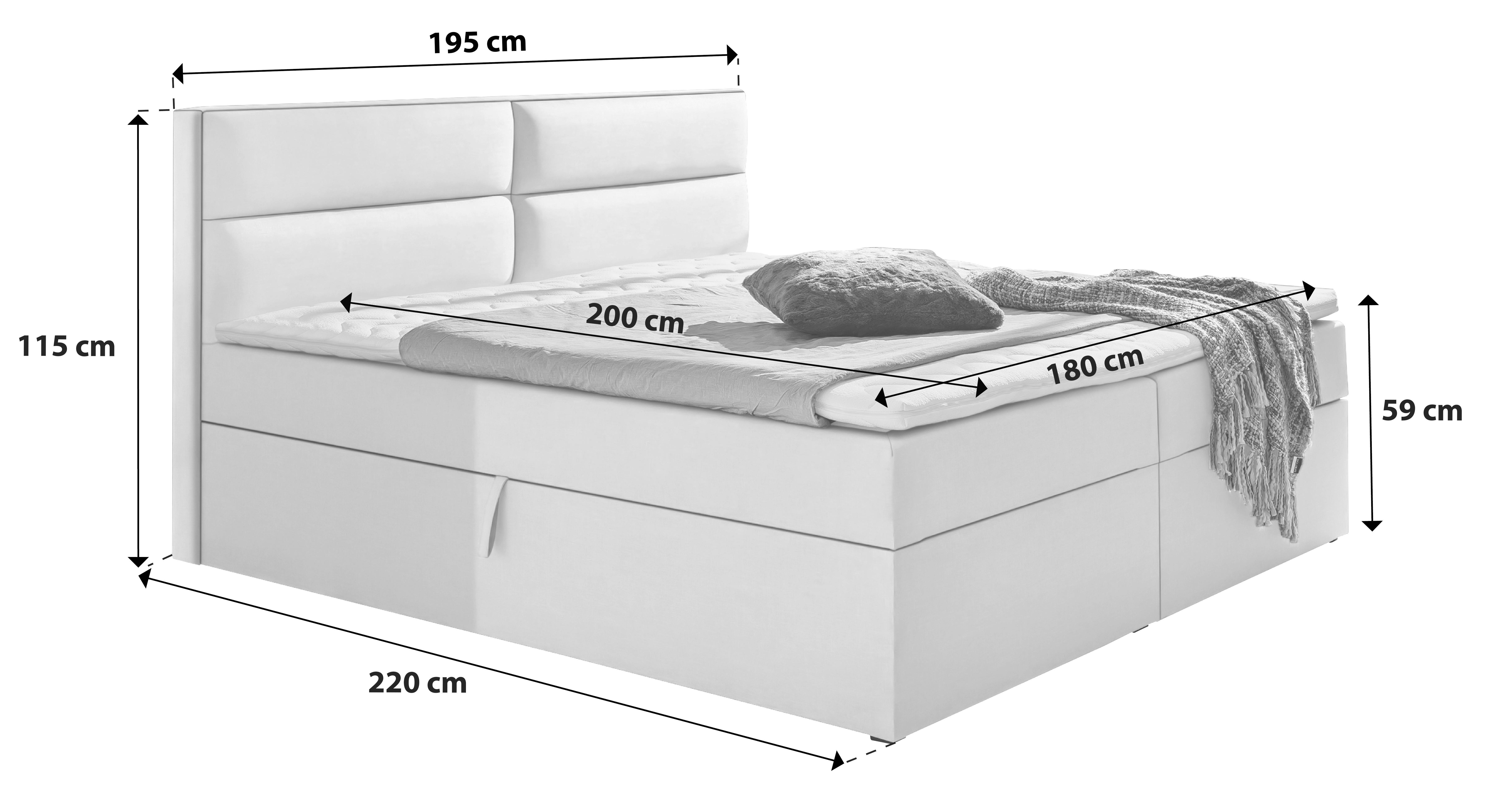 Boxspringbett in Graphitfarbe ca. 180x200 cm inkl. Topper online kaufen