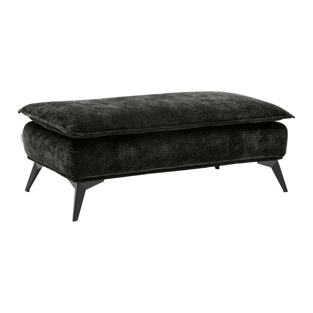 Hocker Ottawa Dunkelbraun Strukturstoff - Dunkelbraun/Schwarz, MODERN, Textil/Metall (122/47/68cm) - Premium Living