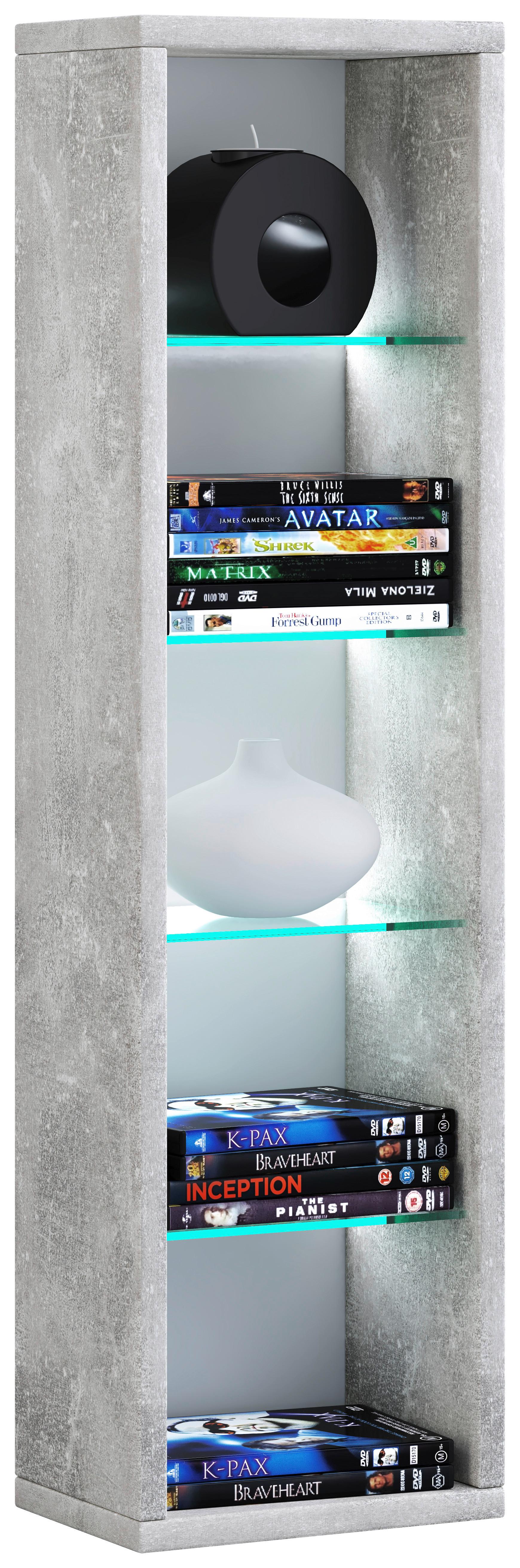 Stenski Regal Rasito L, Siva - siva, Design, steklo/leseni material (21/77/14cm) - MID.YOU