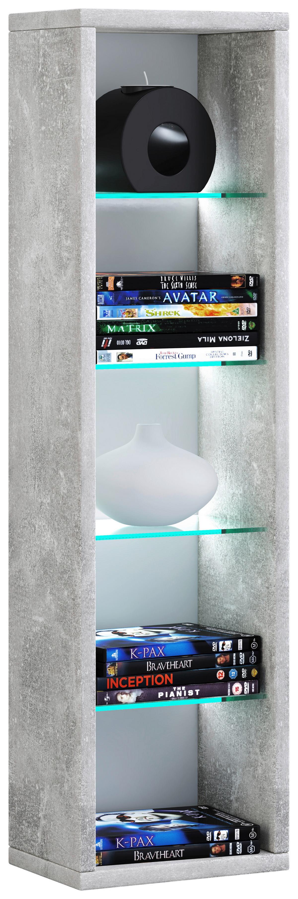 Stenski Regal Rasito L, Siva - siva, Design, steklo/leseni material (21/77/14cm) - MID.YOU