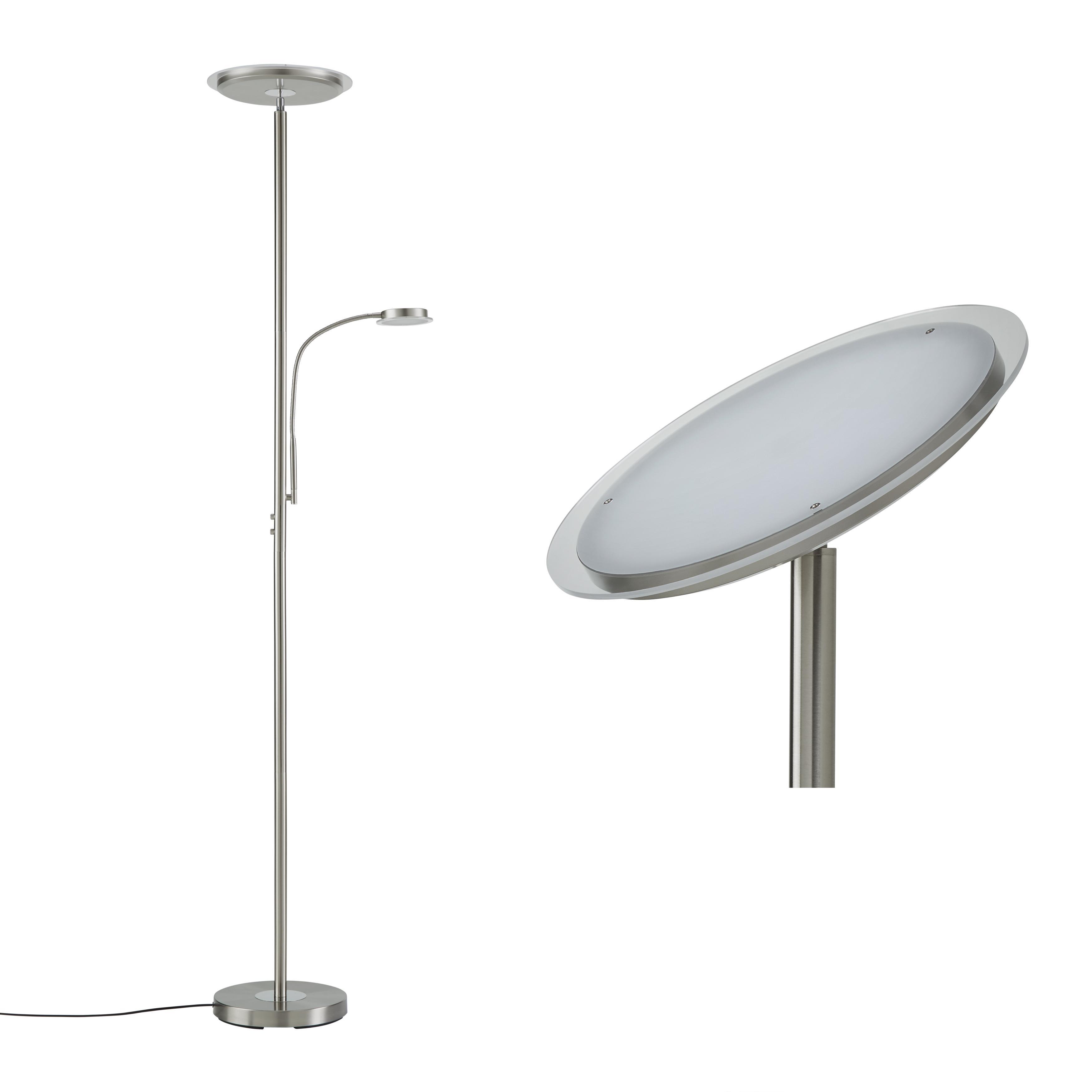 LED-Stehleuchte Hans Nickel max. 22 Watt - Nickelfarben, KONVENTIONELL, Metall (30/30/181cm)