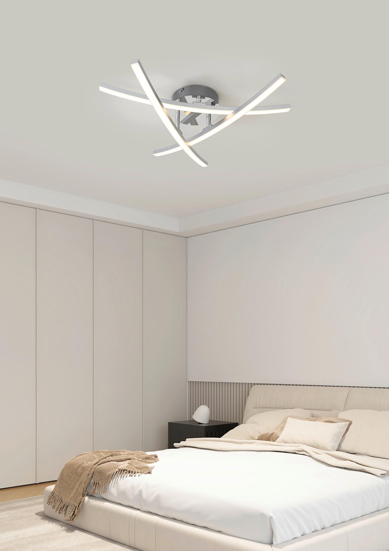 LED-TAKLAMPA KRISTINA - kromfärg/silver, Modern, metall/plast (56/56/11cm) - Mömax