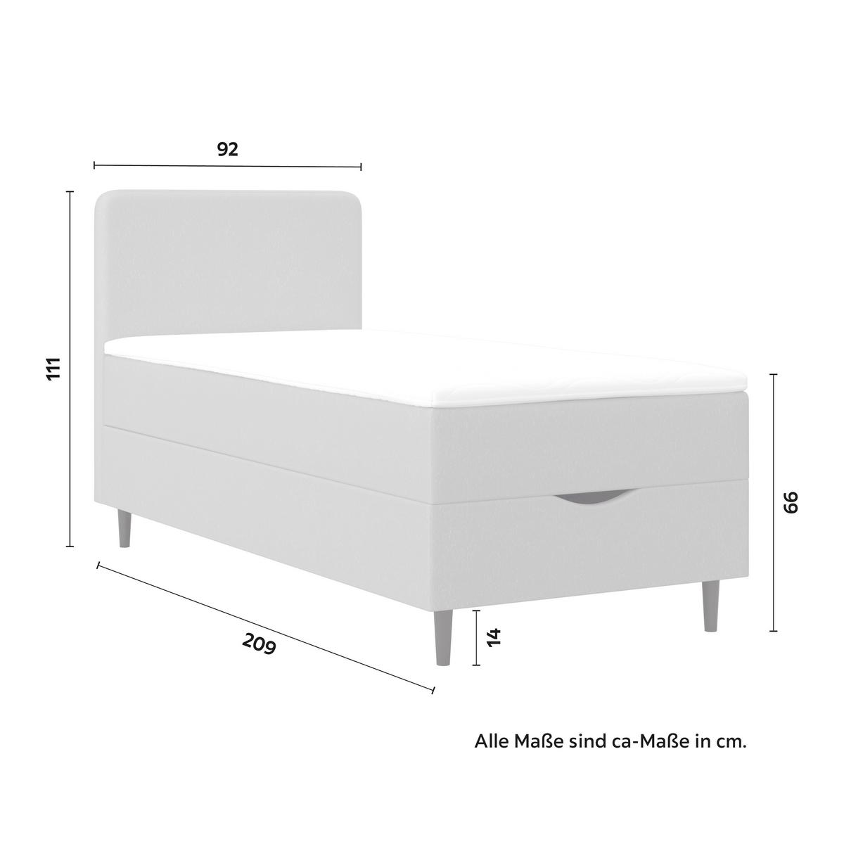 Boxbett Vida ca. 90x200 cm Grau mit Topper - Schwarz/Grau, MODERN, Holz/Kunststoff (90/200cm) - Bessagi Home