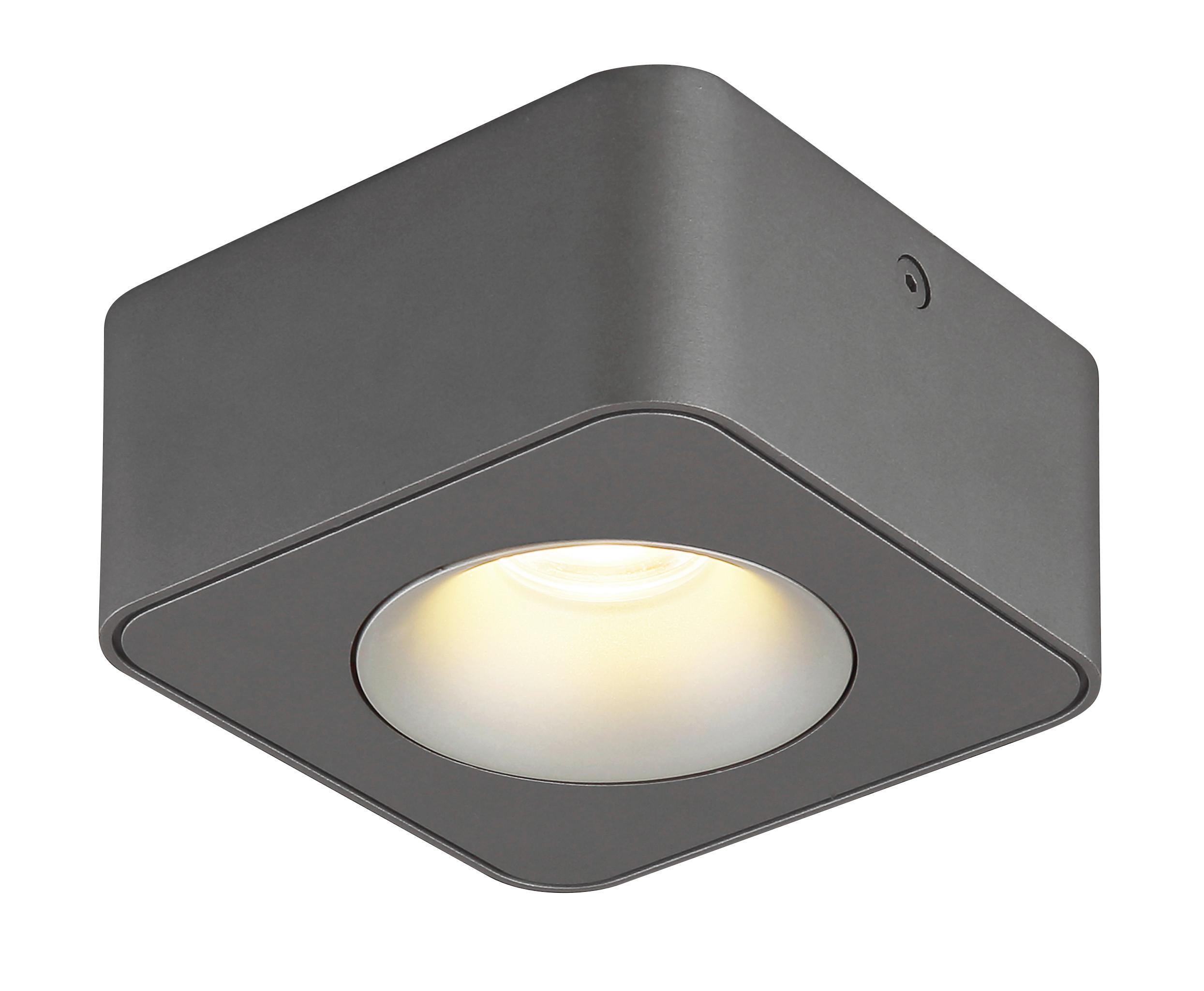 LED-Strahler Hangarau Klar/Dunkelgrau max. 6,5 Watt - Klar/Dunkelgrau, KONVENTIONELL, Kunststoff/Metall (11,7/11,7/5,5cm) - Globo