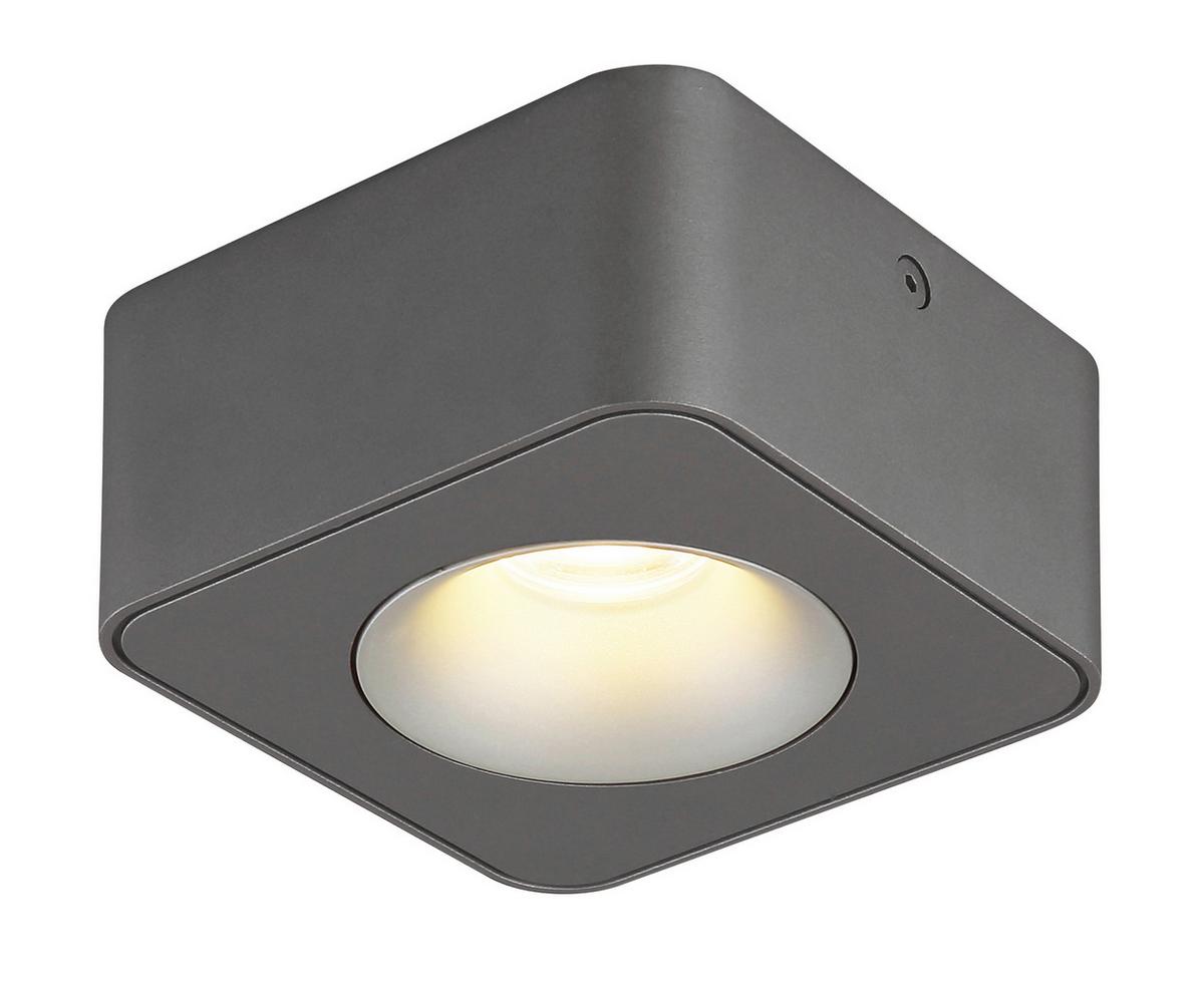 LED-Strahler Hangarau Klar/Dunkelgrau max. 6,5 Watt - Klar/Dunkelgrau, Konventionell, Kunststoff/Metall (11,7/11,7/5,5cm) - Globo