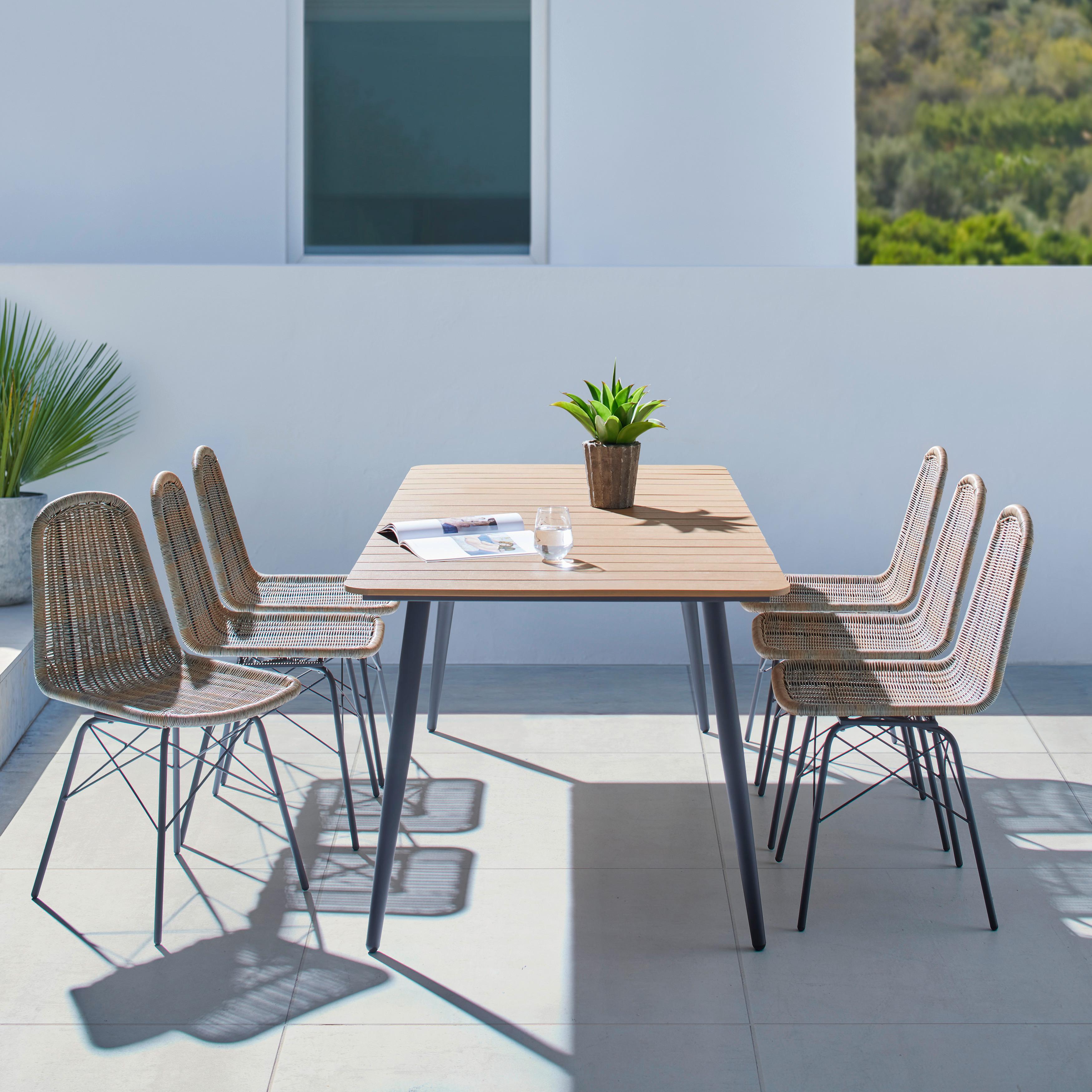 Gartenset Zophia Grau Metall/Polywood - Dunkelgrau/Naturfarben, MODERN, Kunststoff/Metall (180/74/90cm) - Bessagi Garden