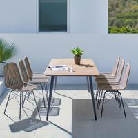 Gartenset Zophia Grau Metall/Polywood - Dunkelgrau/Naturfarben, MODERN, Kunststoff/Metall (180/74/90cm) - Bessagi Garden